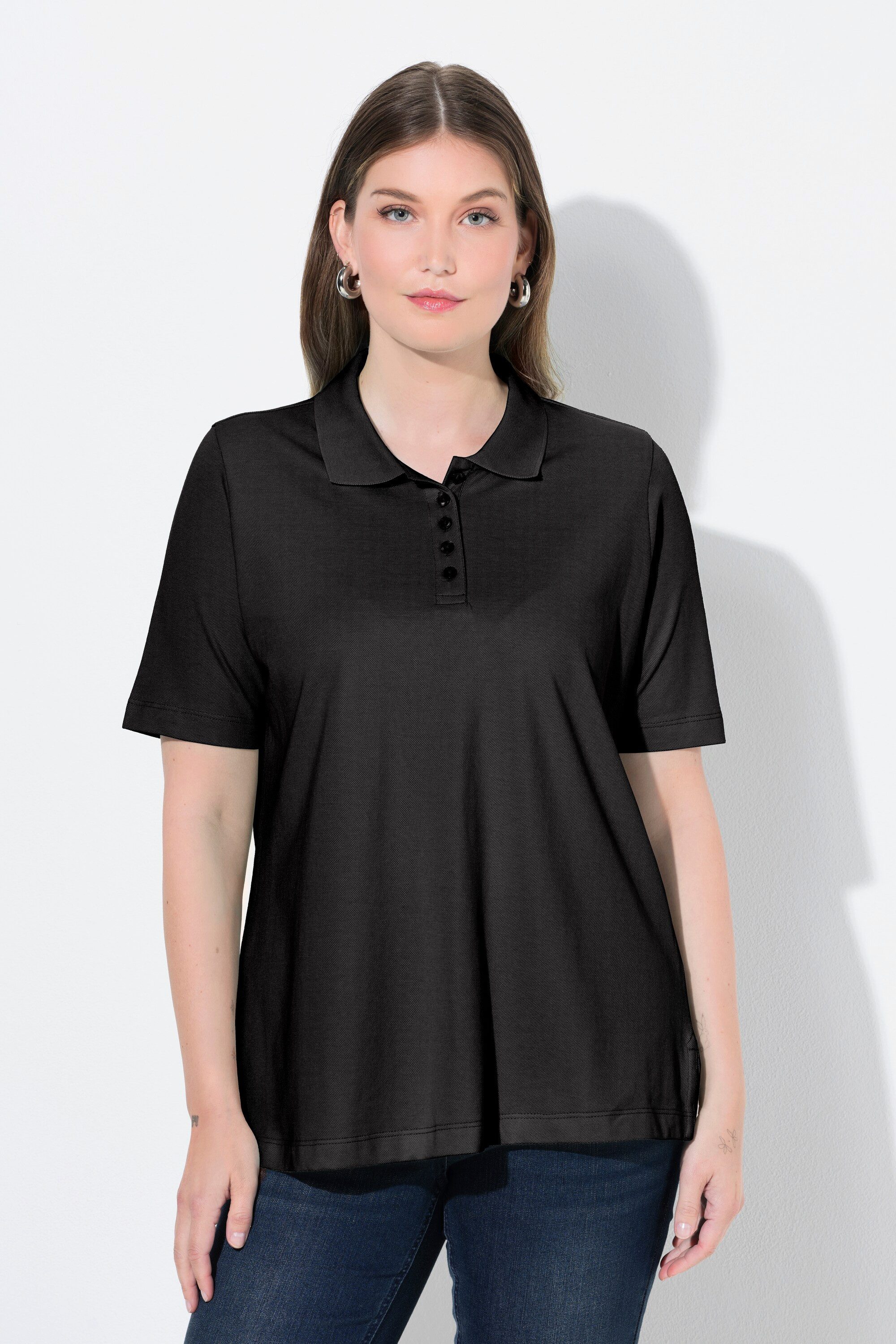 Ulla Popken Poloshirt Poloshirt längere Knopfleiste Polokragen Halbarm günstig online kaufen