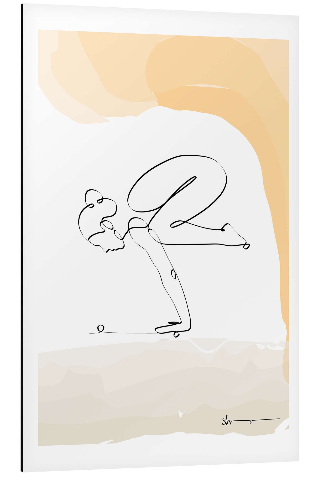 Posterlounge Alu-Dibond-Druck Yoga In Art, Die Krähe (Bakasana), Fitnessraum Minimalistisch Grafikdesign