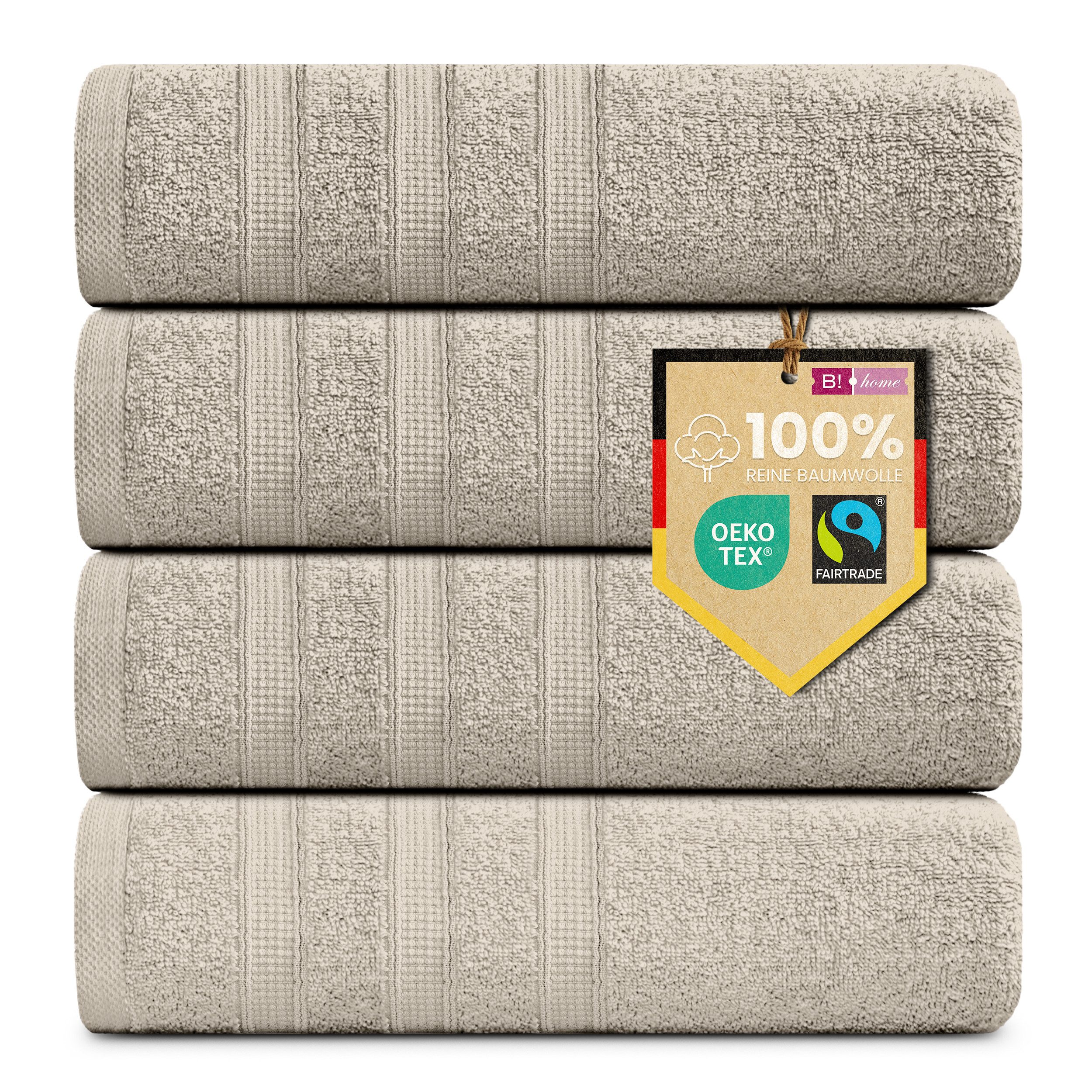 B!HOME Handtücher Set Saunatücher, Duschtücher, Gästehandtücher 100% Baumwolle, (Spar-Set, 4-St), flauschig saugfähig Frottee weich