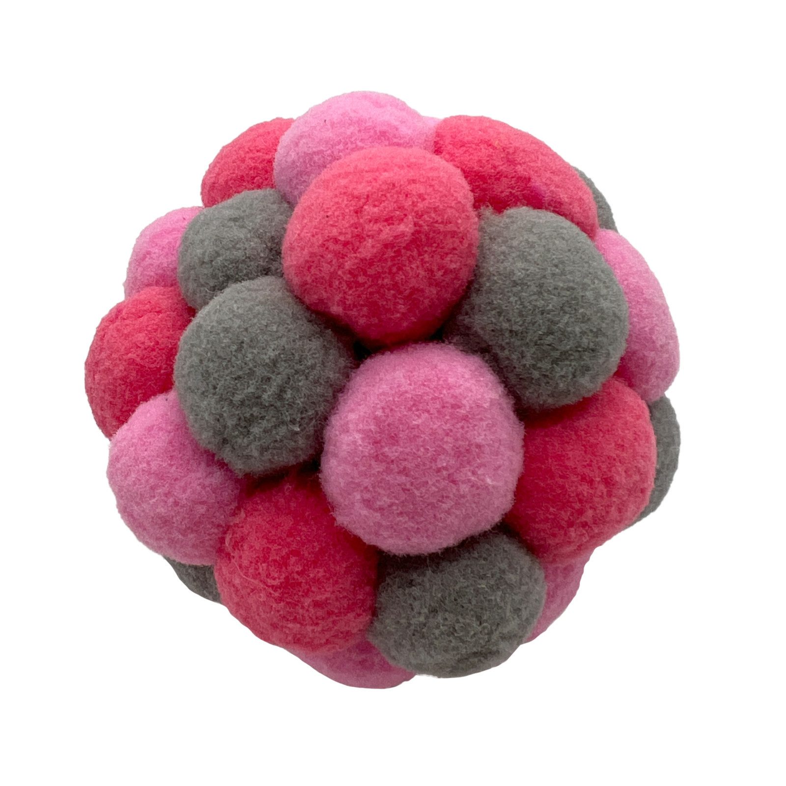 Aumüller Tierball Katzenspielkugel Pink Plush, Pink/Grau, Spielzeug für Katzen, 100% Polyester, Gefüllt mit Katzenminze und Silver Vine