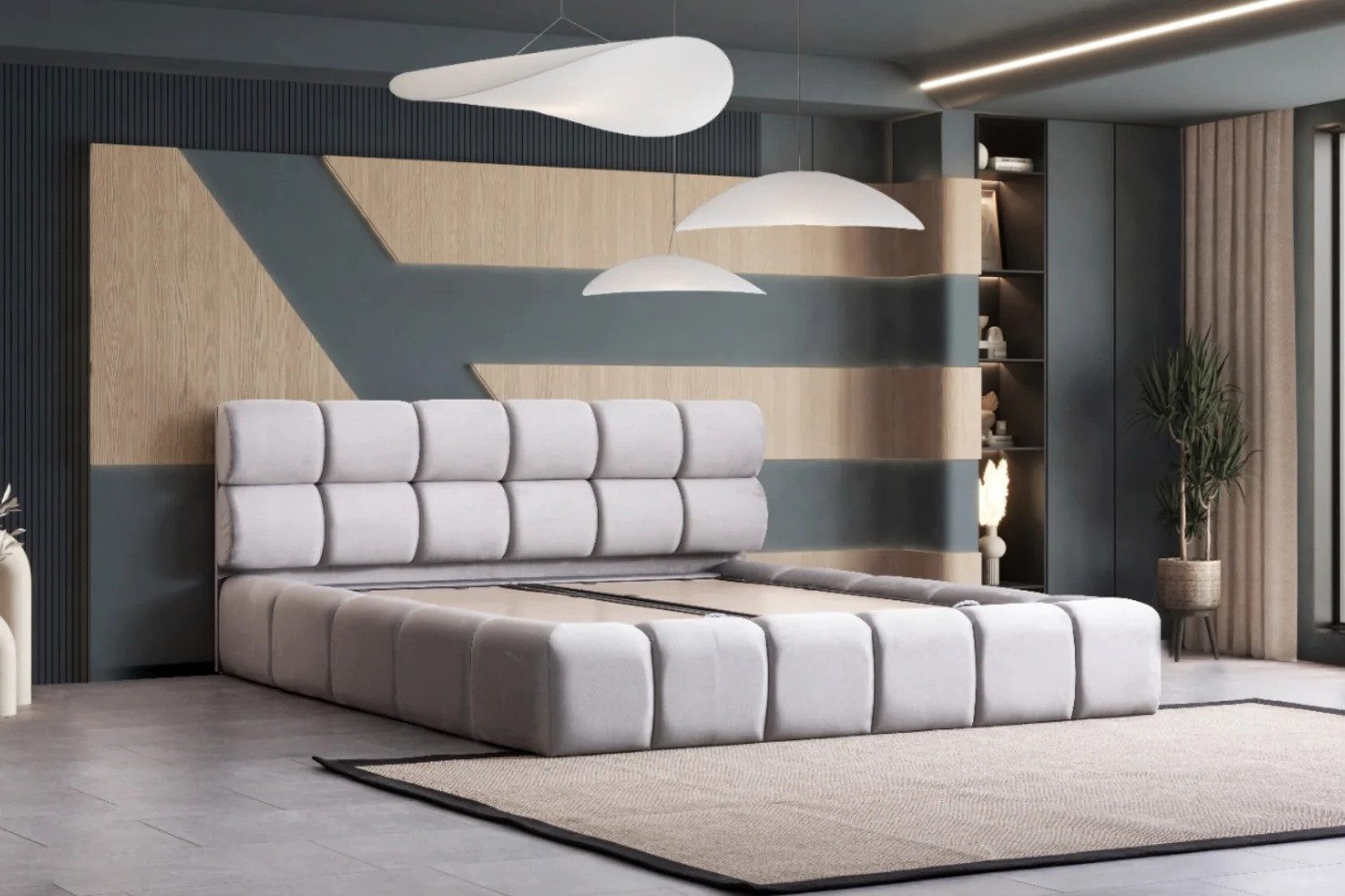 Bermo Home Bettgestell Lord (Set, Lord Boxspring-Bettgestell inkl. Kopfteil mit Kassettensteppung)