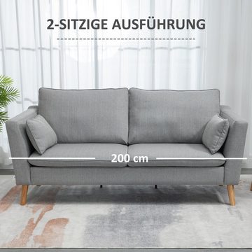 HOMCOM 2-Sitzer Sofa Polstersofa Doppelsofa Zweisitzer mit Leinenoptik