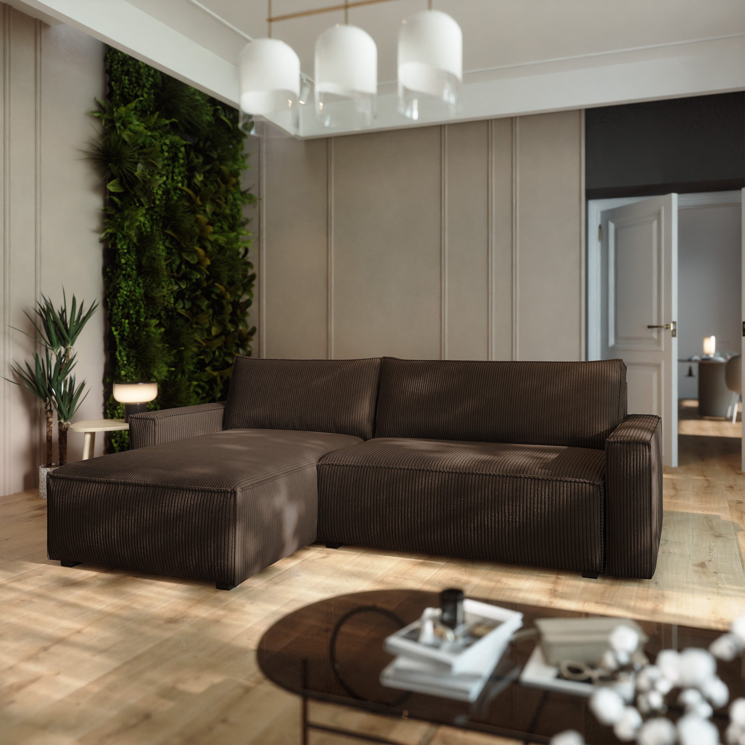 Masseno Ecksofa BESMIR mit Schlaffunktion L-Form, Sofa mit Bettkasten