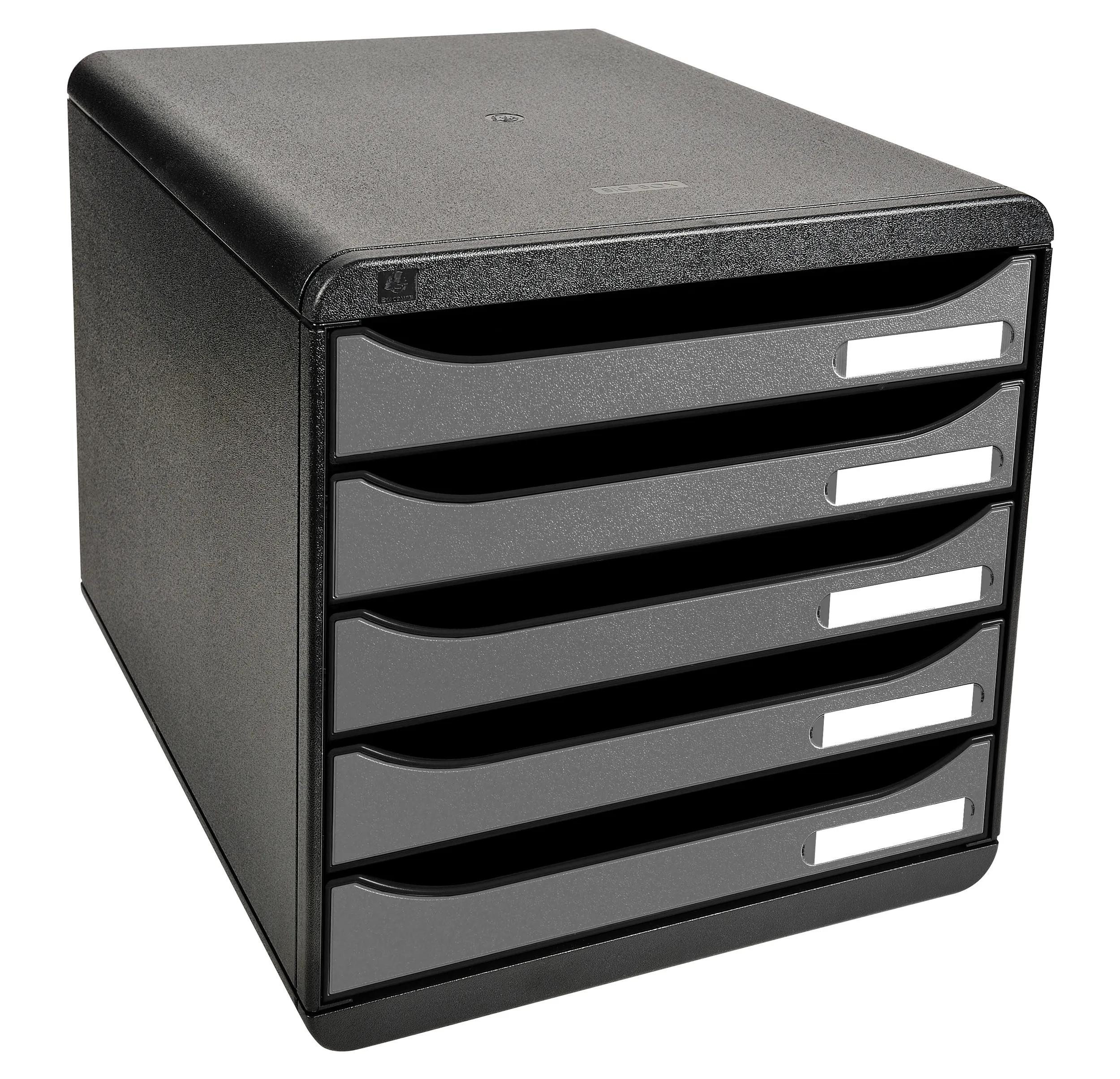 EXACOMPTA Schubladenbox Schubladenbox Big Box Plus 5 offene Schubladen Metallic Silber 309738D, Schubladenboxen
