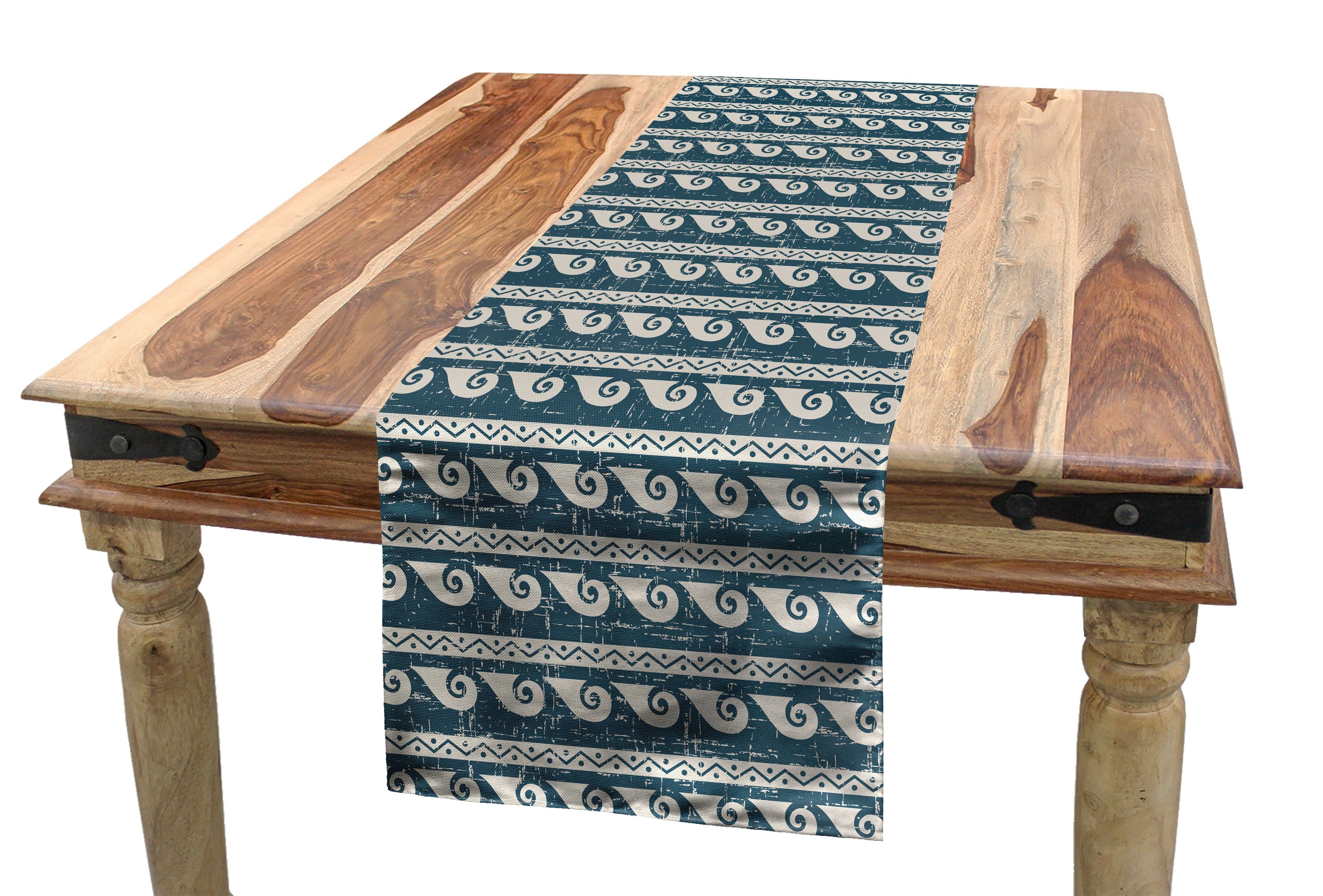 Abakuhaus Tischläufer Esszimmer Küche Rechteckiger Jahrgang Seashell-Form Zigzag Tischläufer, Dekorativer Retro