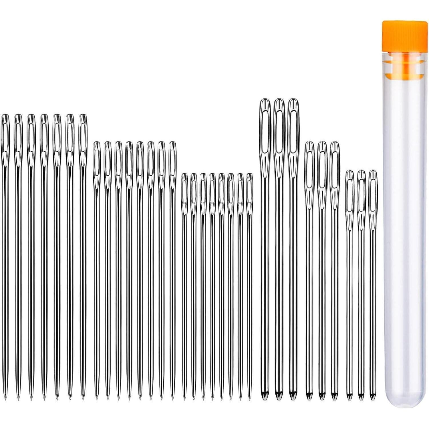 LuxusKollektion Nähnadeln 6 Größen Große Augen Leder Nadel Set mit Nadelflasche