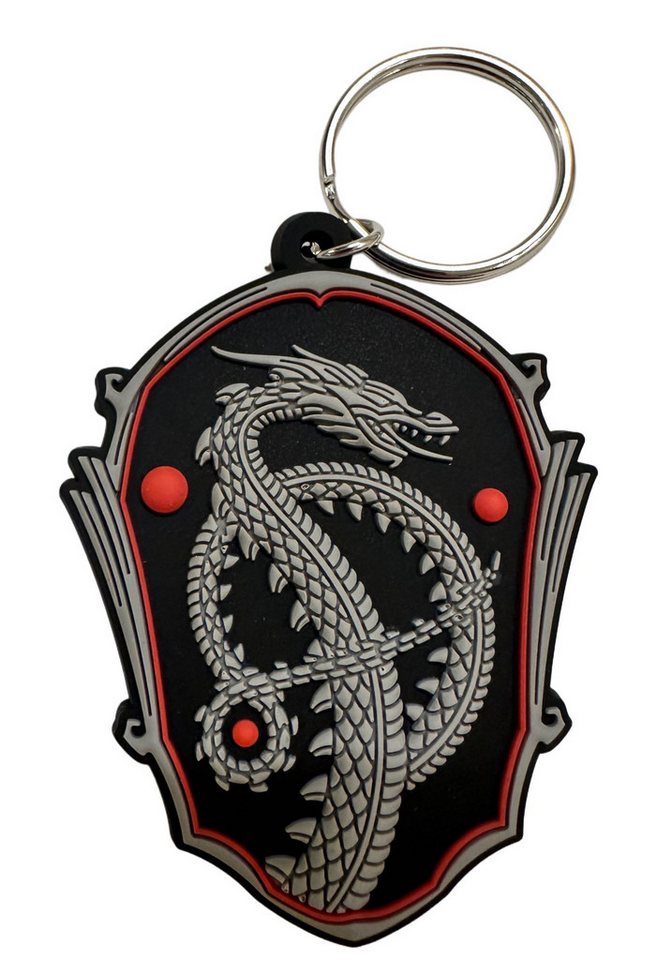 PYRAMID Schlüsselanhänger Schlüsselanhänger 6cm Kinder Anhänger keychain Wappen grau schwarz rot, Banner Schlüsselanhänger House of the Dragon Game of Thrones