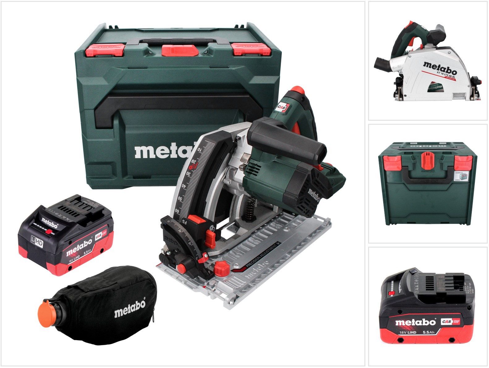 metabo Akku-Tauchsäge KT 18 LTX 66 BL Akku Tauchkreissäge 18 V 165 mm + 1x Akku 5,5 Ah