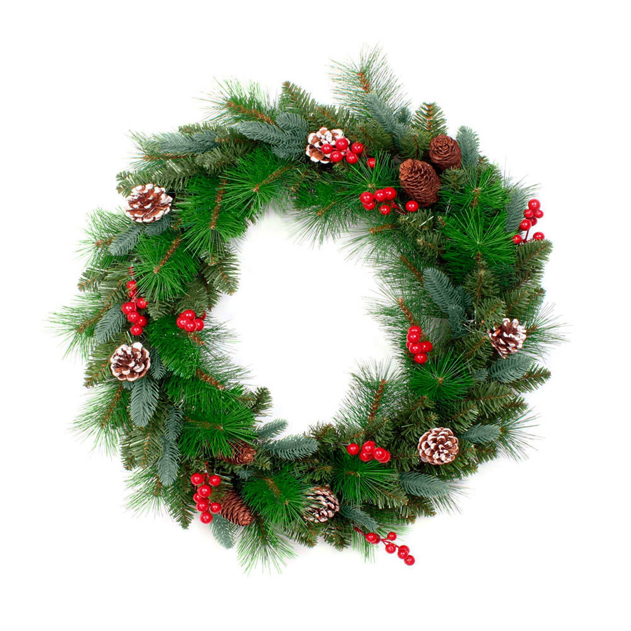 Creativery Adventskranz, Tannenkranz künstlich 50cm mit Zapfen und Beeren