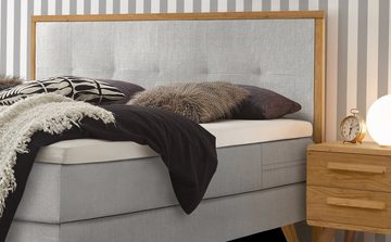 HASENA Boxspringbett Nordic, modernes Design, Nordic Bett, gestepptes Kopfteil, Eichenholz