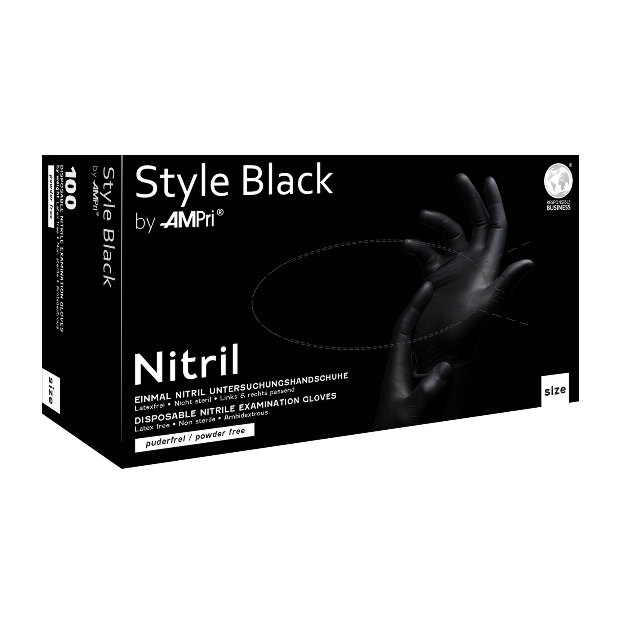 AMPri Nitril-Handschuhe Style Black - Nitril-Untersuchungshandschuh (100-St)