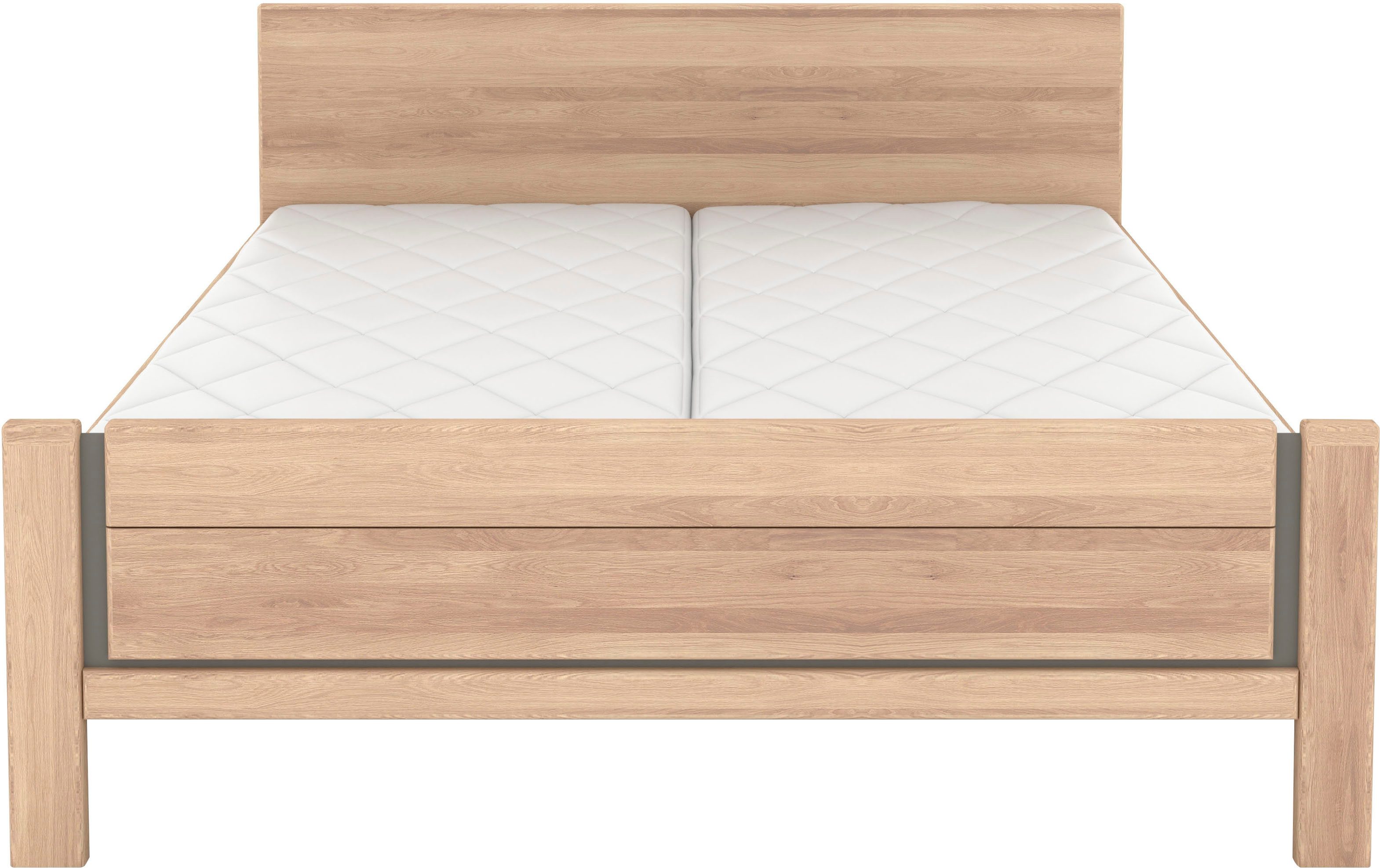 Musterring Holzbett Sorrent, Bettgestell, Bettrahmen, teilmassiv Eiche (MADE IN GERMANY), Eiche teilmassiv, Liegehöhenverstellung, Stollenfußteil