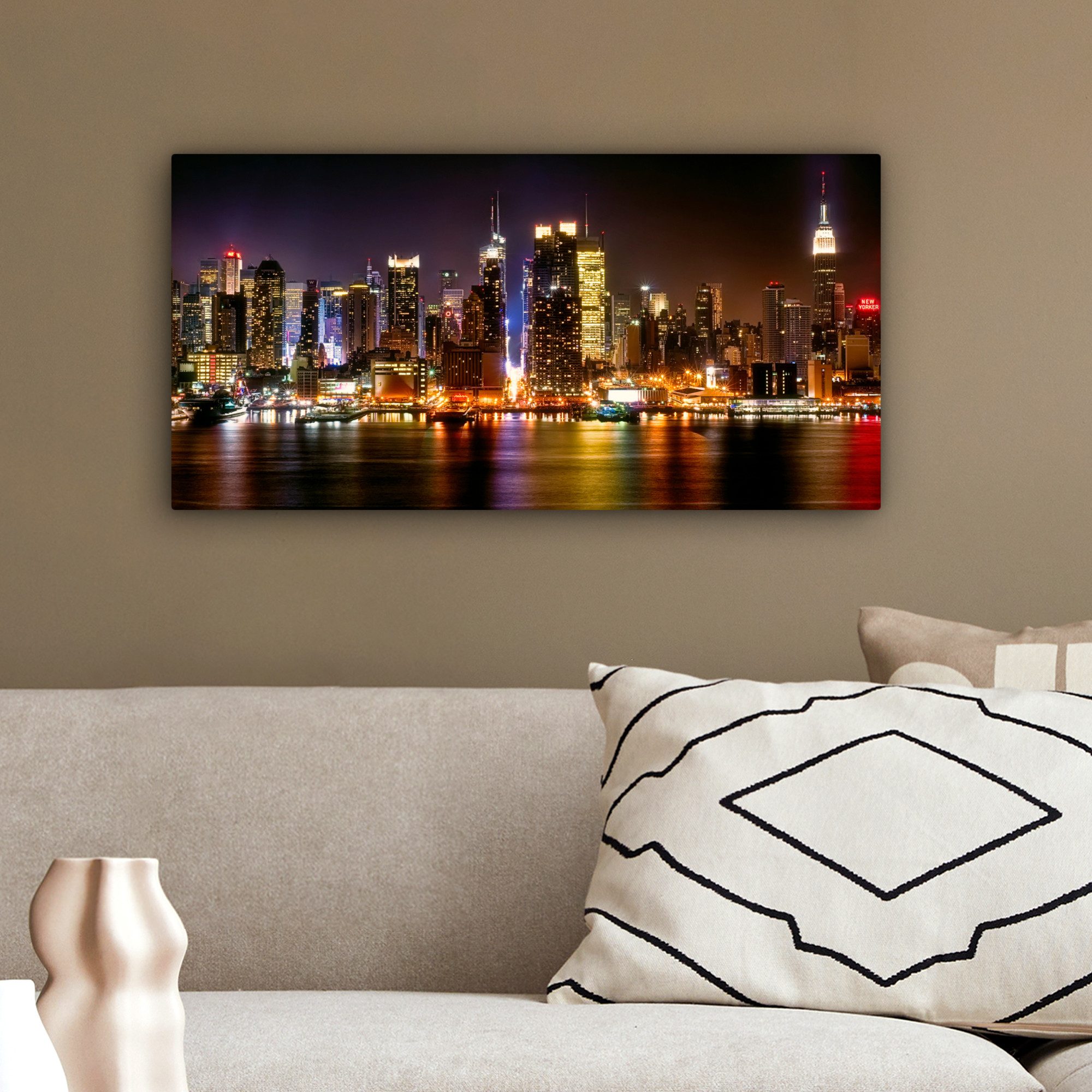 OneMillionCanvasses® Leinwandbild Panorama New York - Manhattan - Skyline, Fotodruck (1 St), Wandbild, Deko Schlafzimmer Wohnzimmer Flur 40x20 cm – Bild 4 von 5
