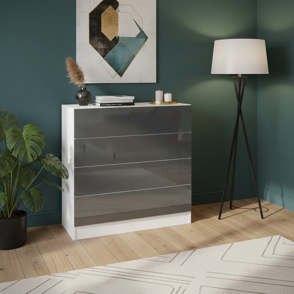 borchardt Möbel Kommode Vaasa, Kommode mit 4 Schubkästen auf Kugelführungen, Breite 76 cm