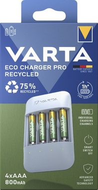 VARTA Eco Charger Pro Recycled + 4x AAA 800 mAh Batterie-Ladegerät (2000 mA, Packung)