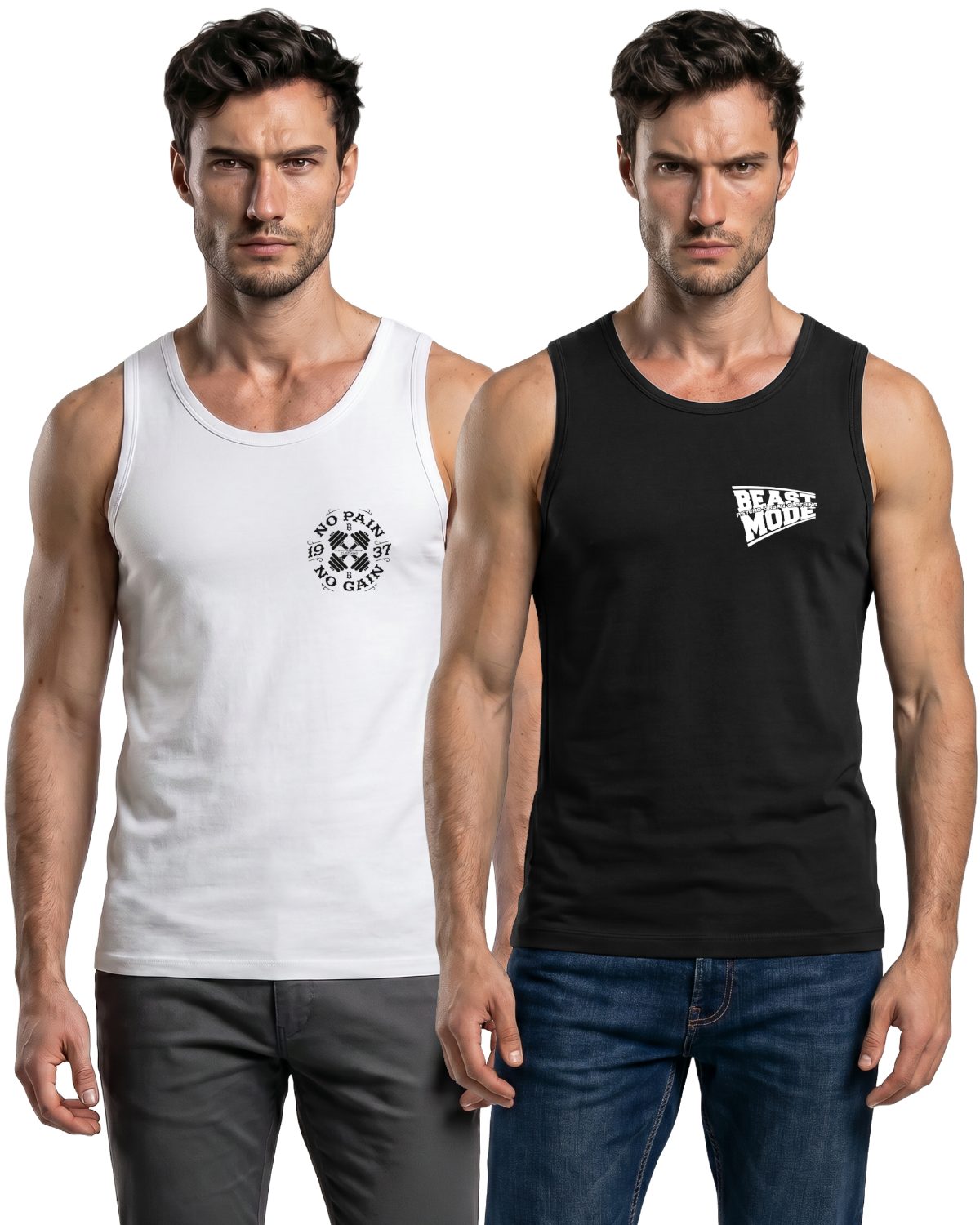 Psycho Urban Tanktop (Spar-Set, 2er Pack) mit Printaufdruck aus Baumwolle