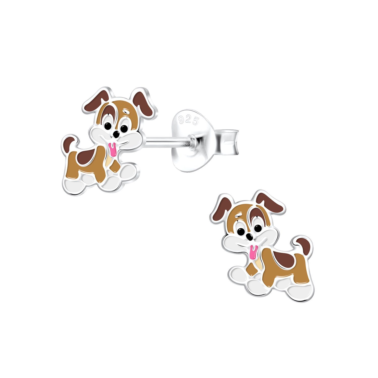 ALEXANDER YORK Paar Ohrstecker HUND braun, 2-tlg., 925 Sterling Silber