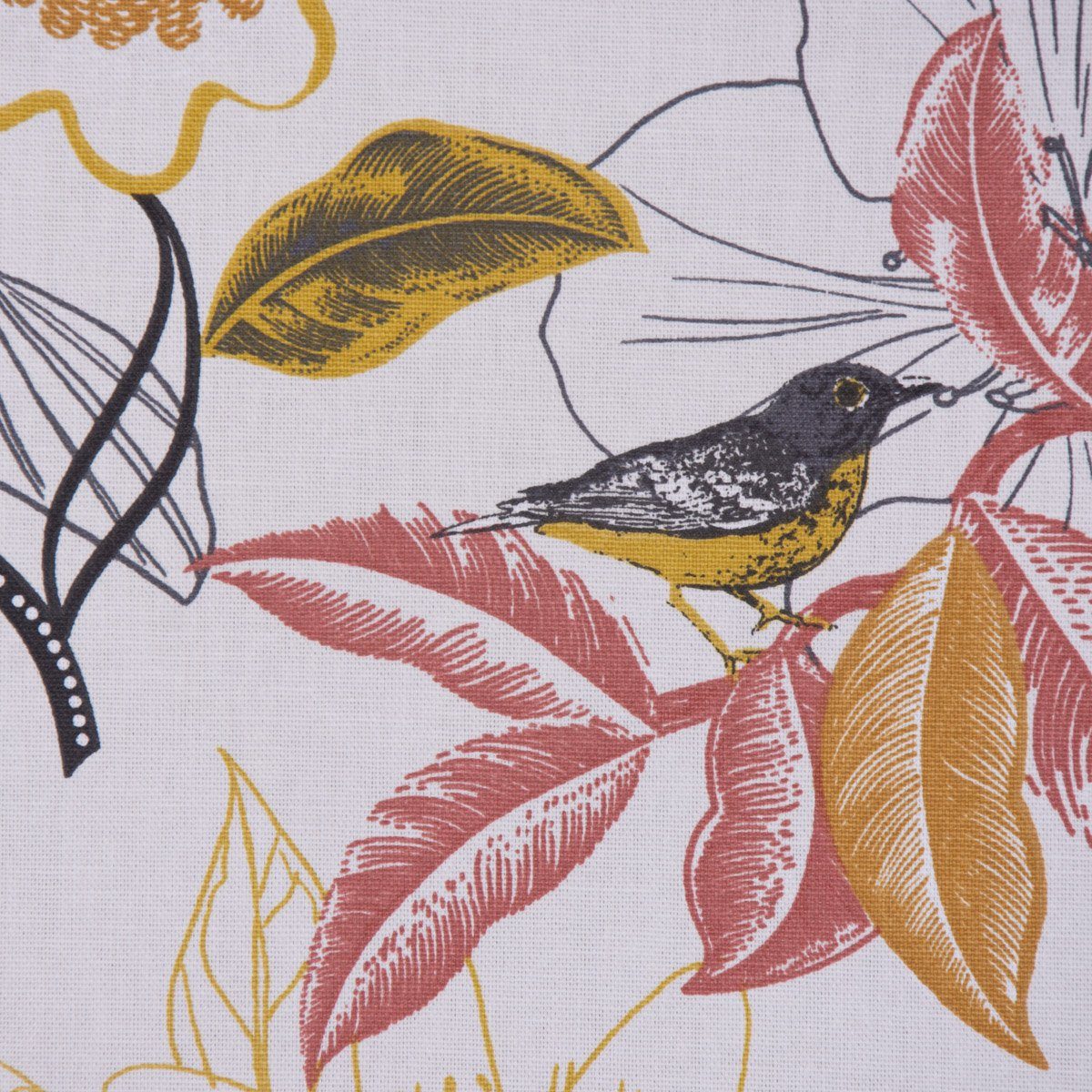 SCHÖNER LEBEN. Tischläufer handmade Vogel weiß Tischläufer rot, gelb DIVALI grau Blumen SCHÖNER LEBEN
