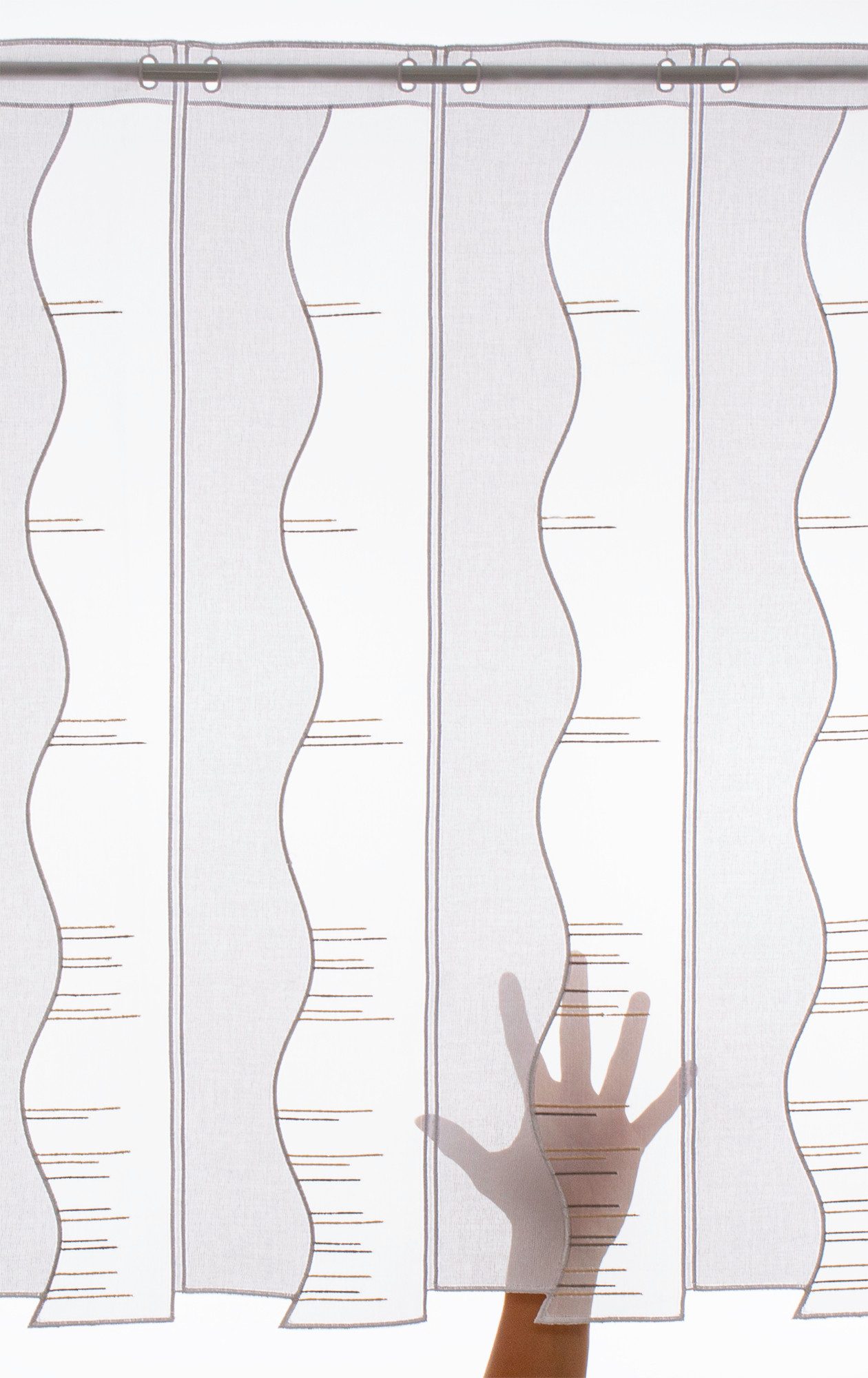 Gardinen Kranzusch Scheibengardine moderne Streifen (1 St), Stangendurchzug, transparent, Stablöcher,transparent – Bild 4 von 4
