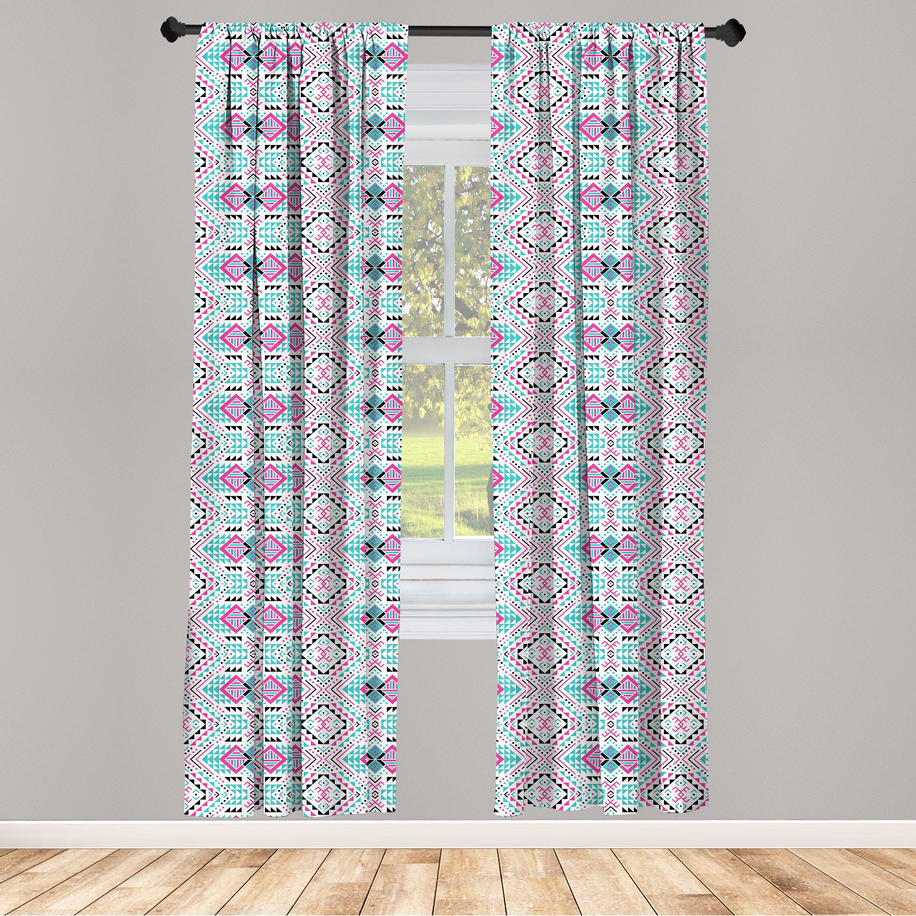 Gardine Vorhang für Wohnzimmer Schlafzimmer Dekor, Abakuhaus, Microfaser, guatemaltekisch Funky Tribal Traditional
