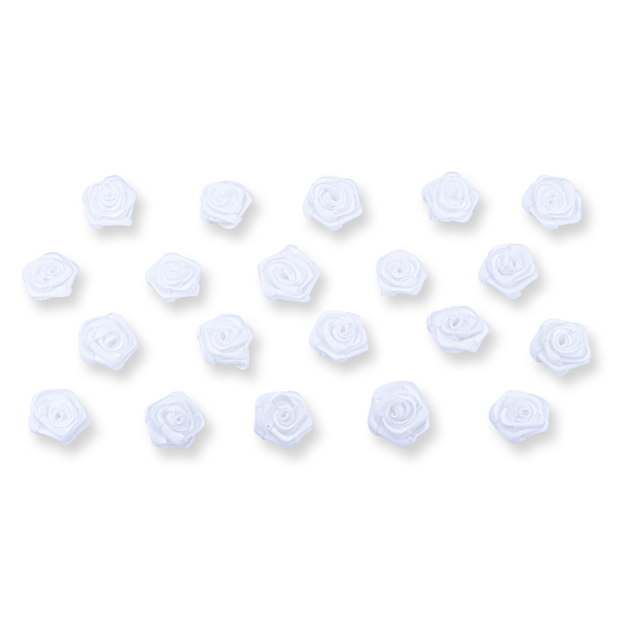 Creativery Streudeko, Satinrosen 15mm zum Basteln & Aufnähen 20 Stück Weiß