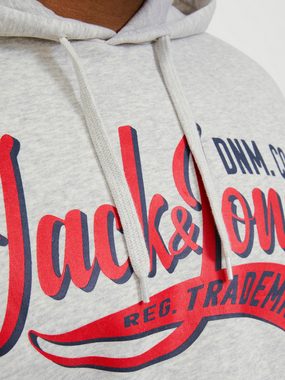 Jack & Jones Hoodie Kapuzenpullover Plus Size Hoodie mit Print JJELOGO 5864 in Hellgrau