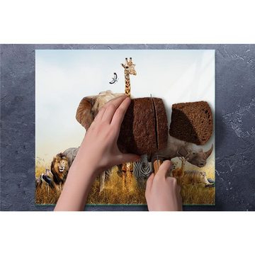 Decorwelt Herd-Abdeckplatte Herdabdeckplatte Küche Abdeckung Abdeckplatte Schneidebrett Safari, (60x52, 1 tlg), für alle Herdarten excl. Gasherde