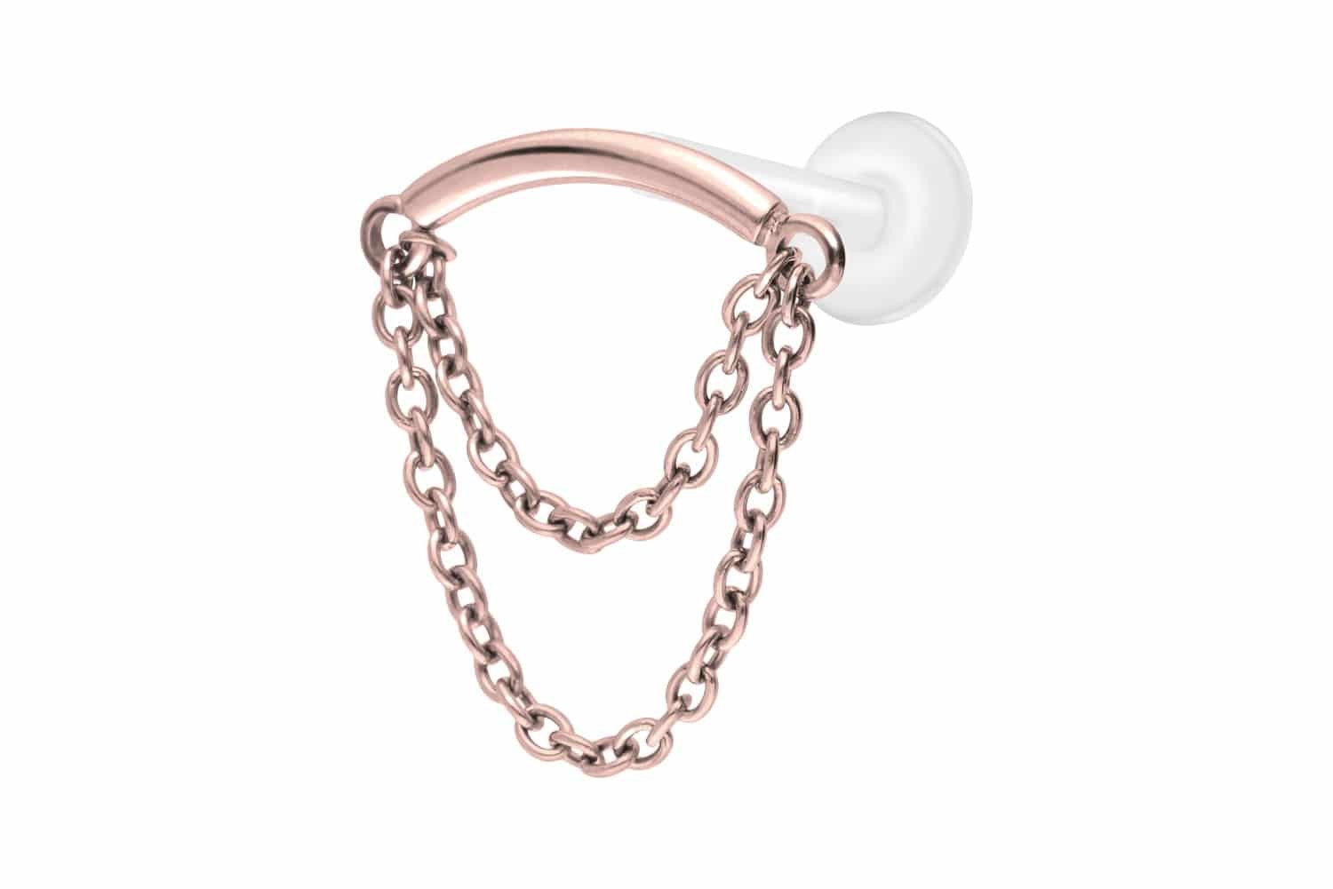PIERCINGLINE Piercing-Set PTFE Labret mit Innengewinde + Titan-Aufsatz BOGEN + 2 KETTEN (Labrets, 1-tlg)