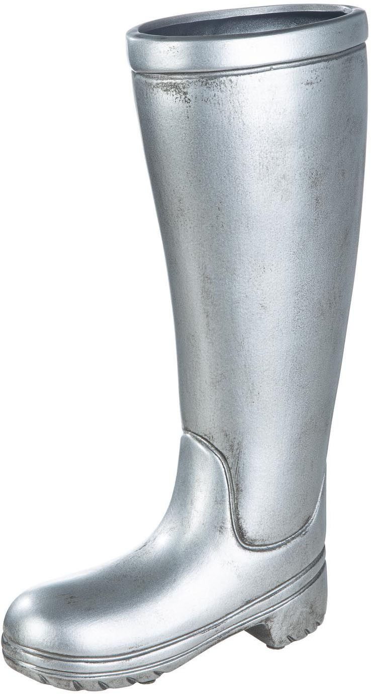 Casablanca by Gilde Schirmständer Regenschirmständer Stiefel, silber (1 St), für Regenschirme, Höhe 45 cm, Gummistiefel-Form, aus Keramik