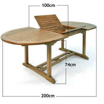 Deuba Gartentisch, Wetterfest Klappbar Holz FSC®-zertifiziert 200cm 80kg Belastbarkeit
