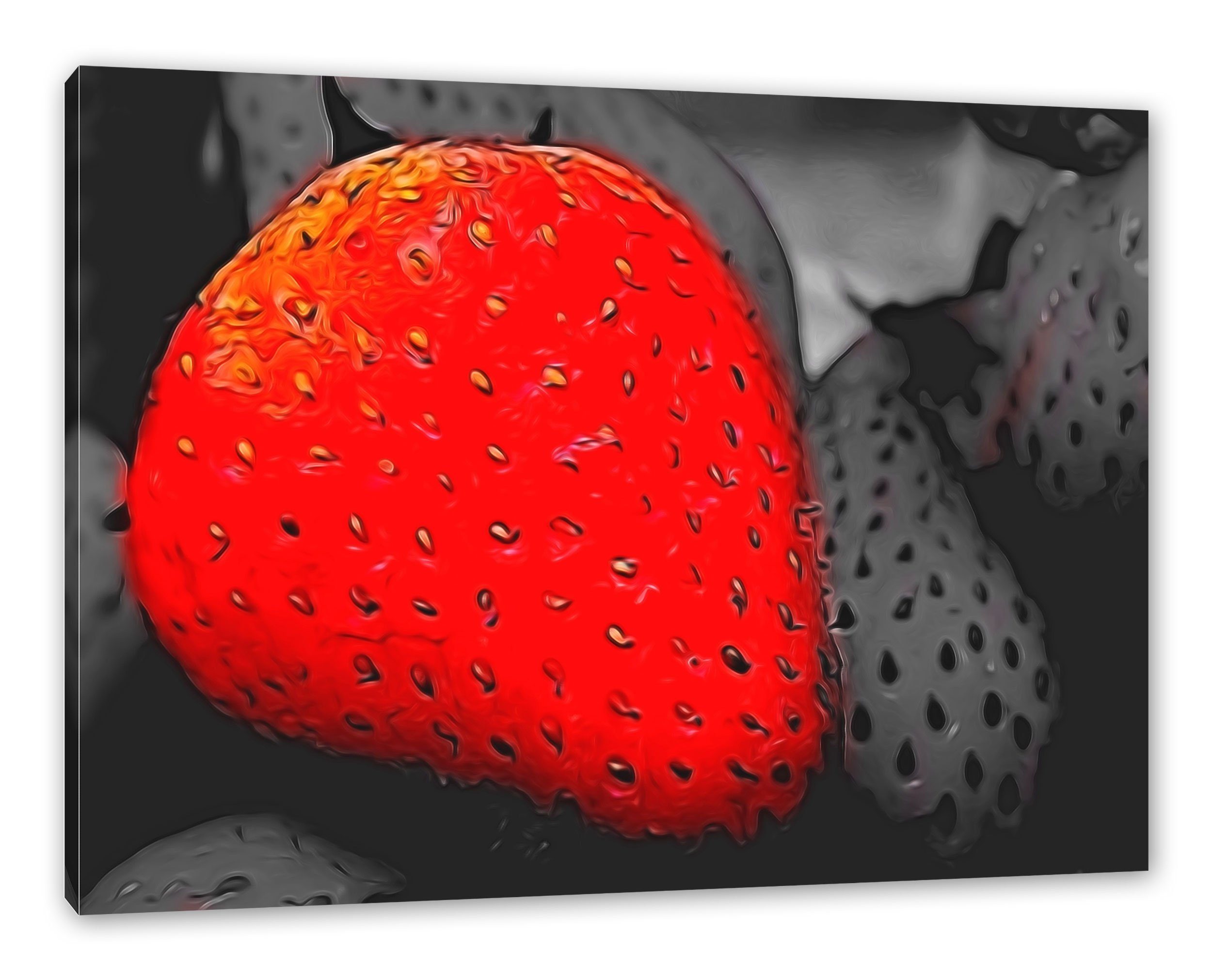 Pixxprint Leinwandbild reife bespannt, Erdbeeren, große Leinwandbild fertig St), reife Erdbeeren große (1 inkl. Zackenaufhänger