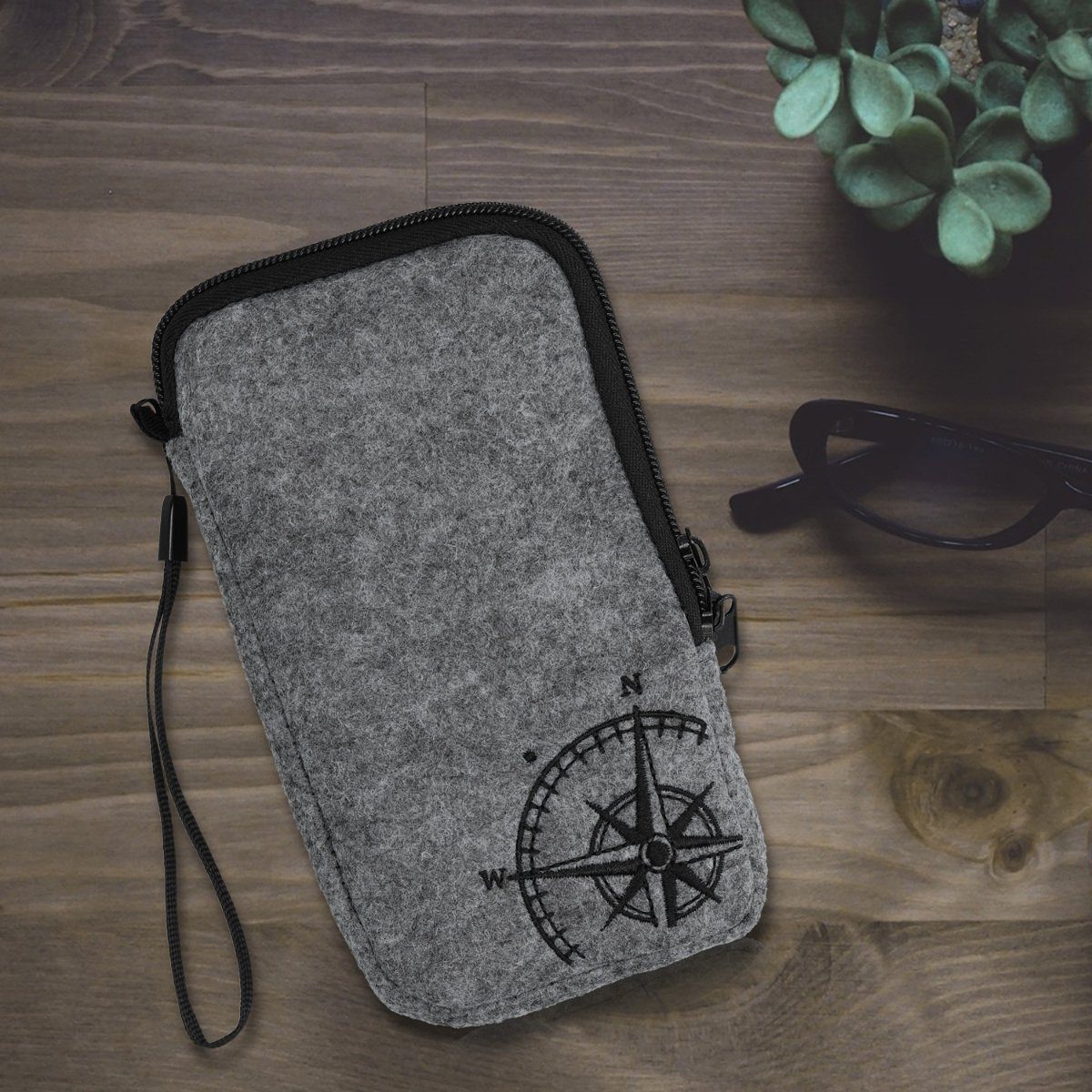 kwmobile Handytasche Handytasche für Smartphones L - 6,5" (1-tlg), Handy Filztasche - 16,5 x 8,9 cm Innenmaße