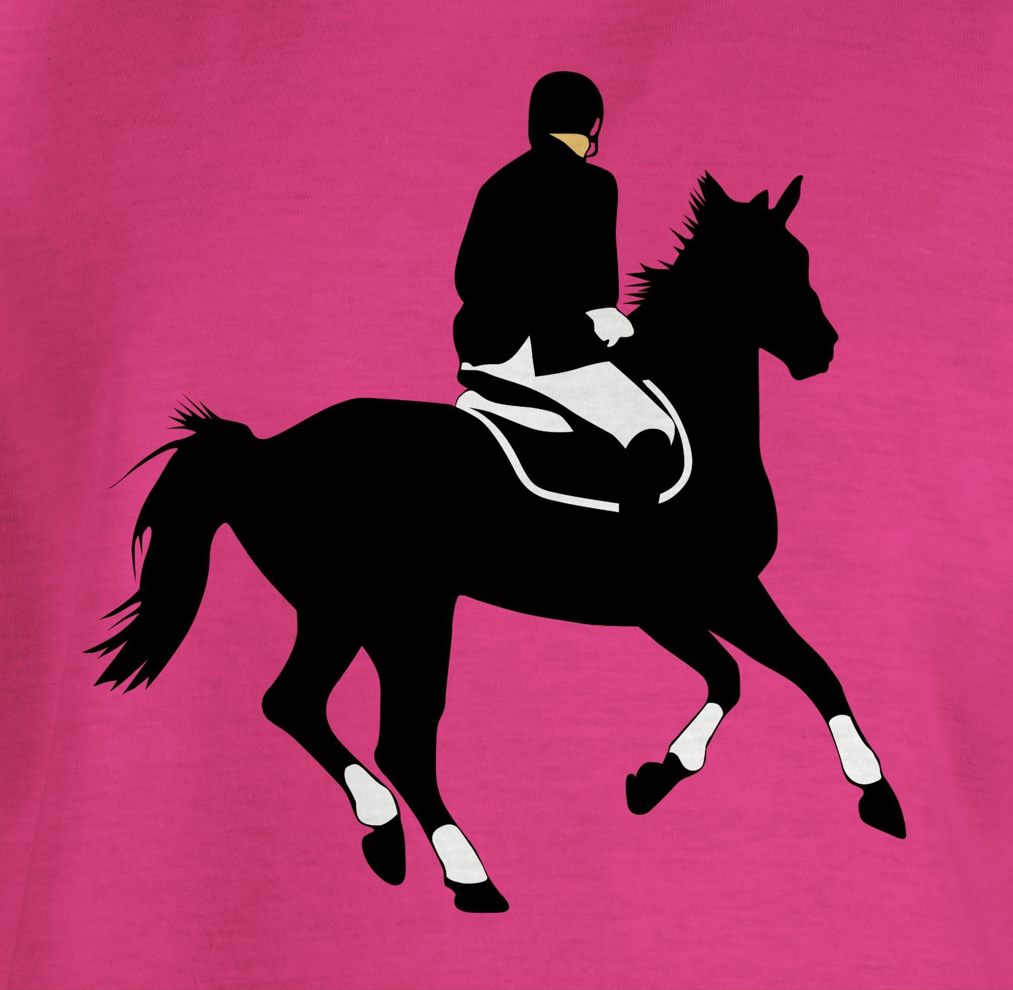 T-Shirt Reiter Fuchsia Dressurreiten Dressur Shirtracer Pferd 1 Pferd