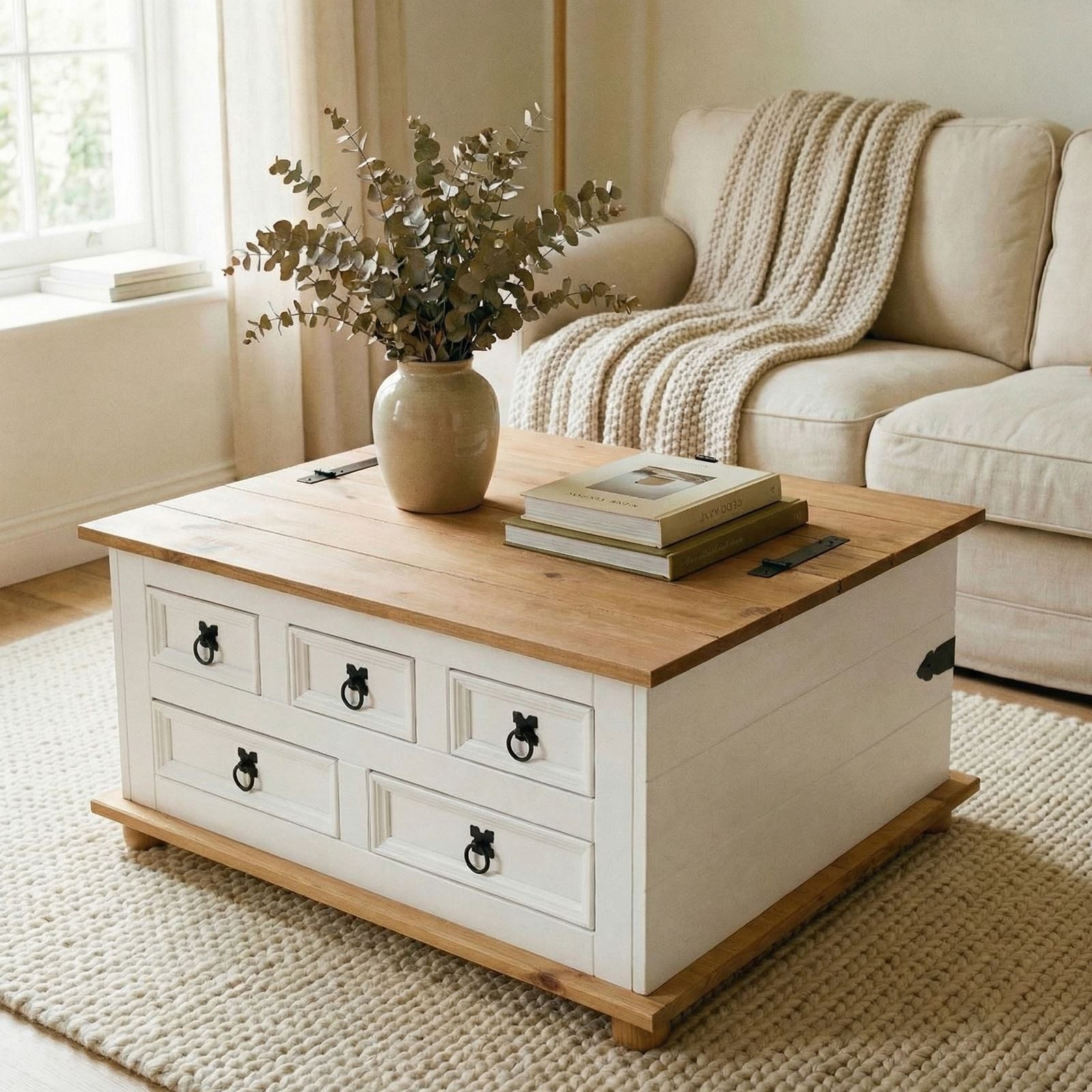 IDIMEX Truhentisch TEQUILA, Mexico Truhe mit Deckel & 5 Schubkästen, Kiefer günstig online kaufen