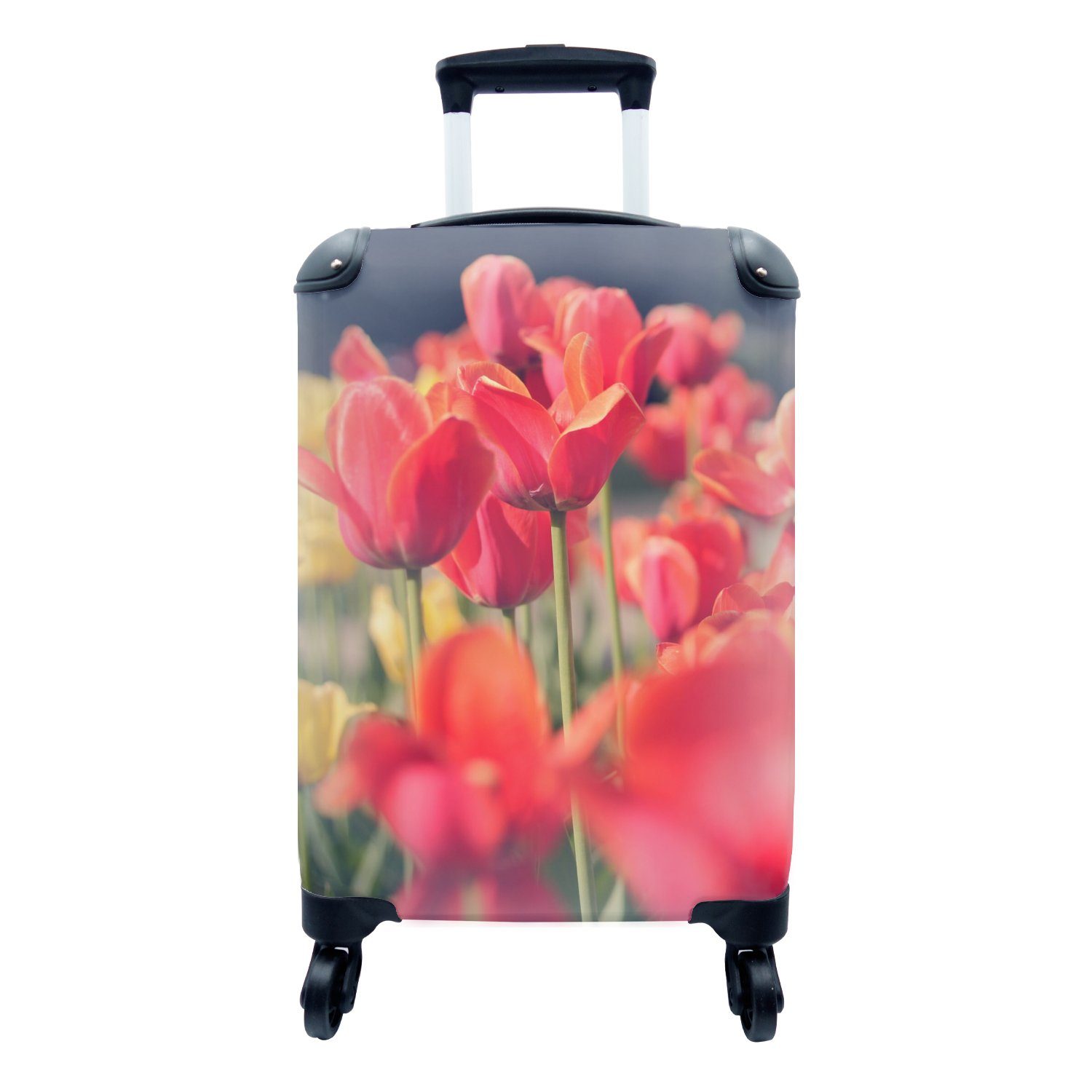 rollen, für - Handgepäck - Reisetasche Rollen, Natur, 4 Handgepäckkoffer Tulpen Blumen Reisekoffer Trolley, mit MuchoWow Ferien,
