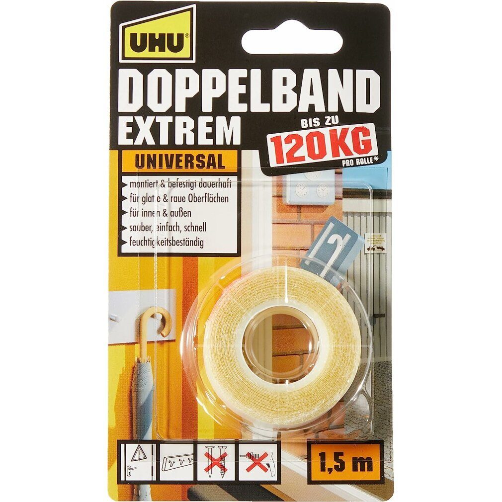 UHU Klebeband Klebeband Doppelseitig,bis 120 Kg.