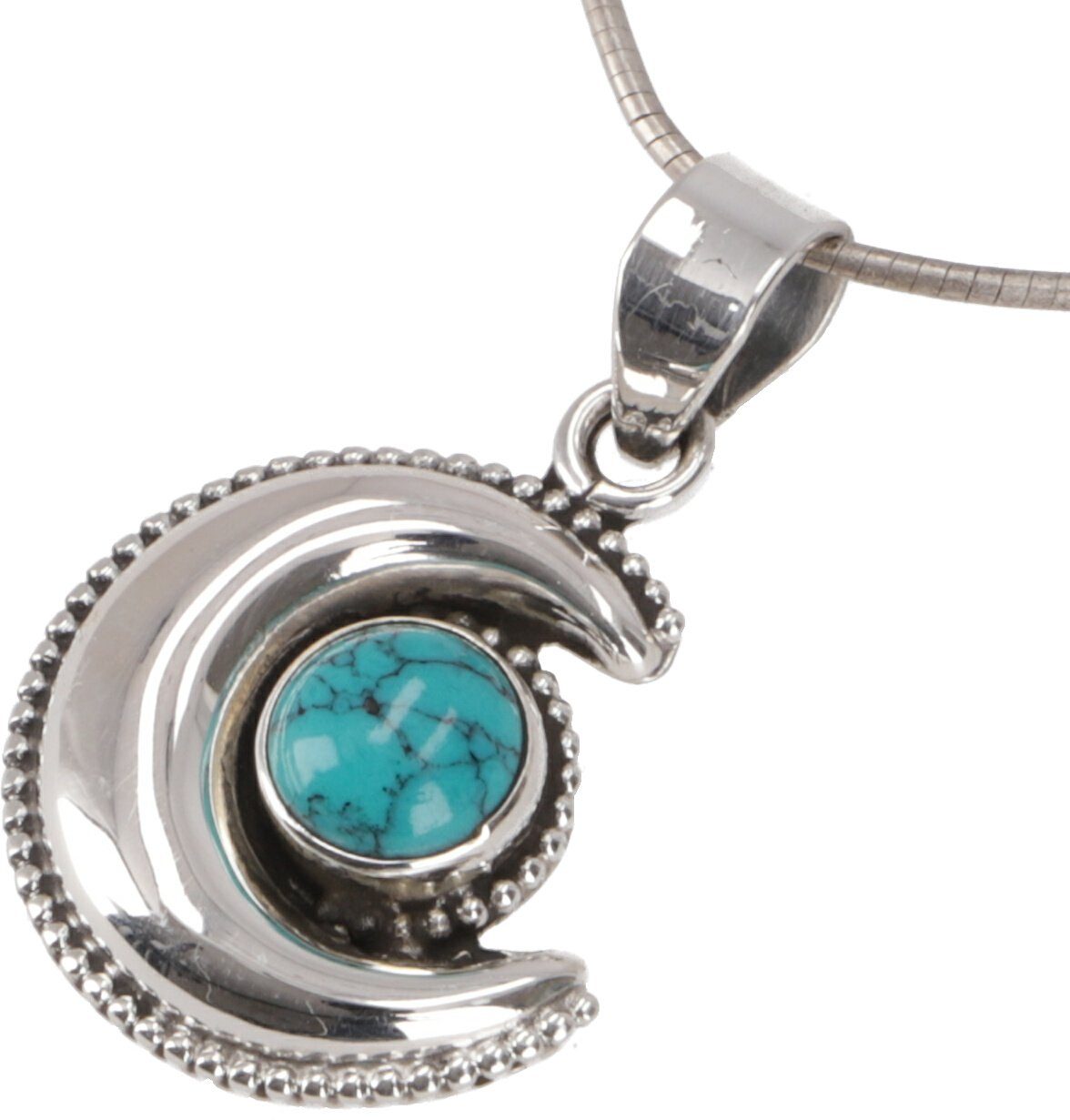 Guru-Shop Kettenanhänger Indischer Ethno Silberanhänger Mond - Türkis günstig online kaufen