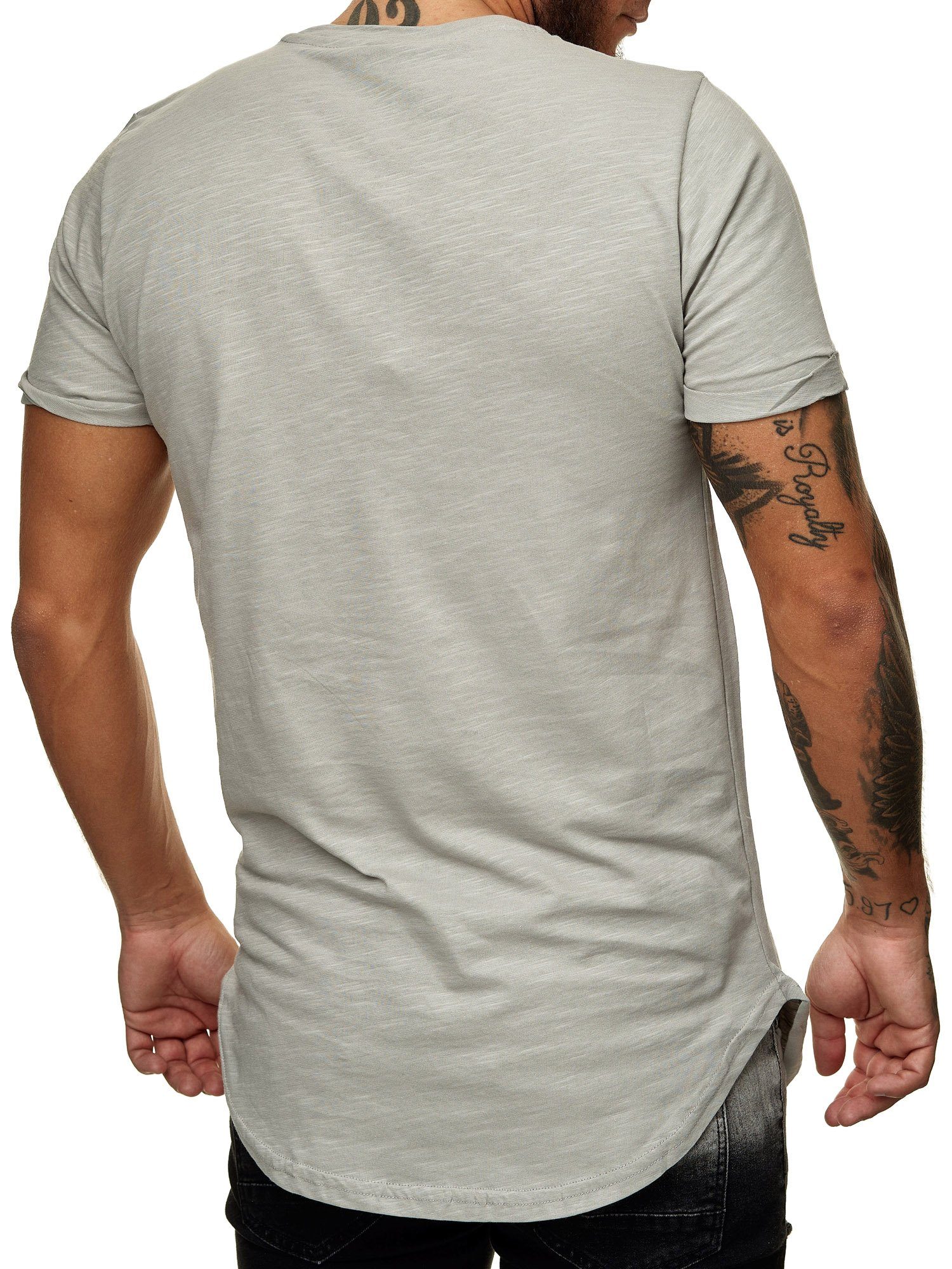 OneRedox T-Shirt TS-3659 (Shirt Tee, Kurzarmshirt Polo Fitness Casual Grau 1-tlg) Freizeit