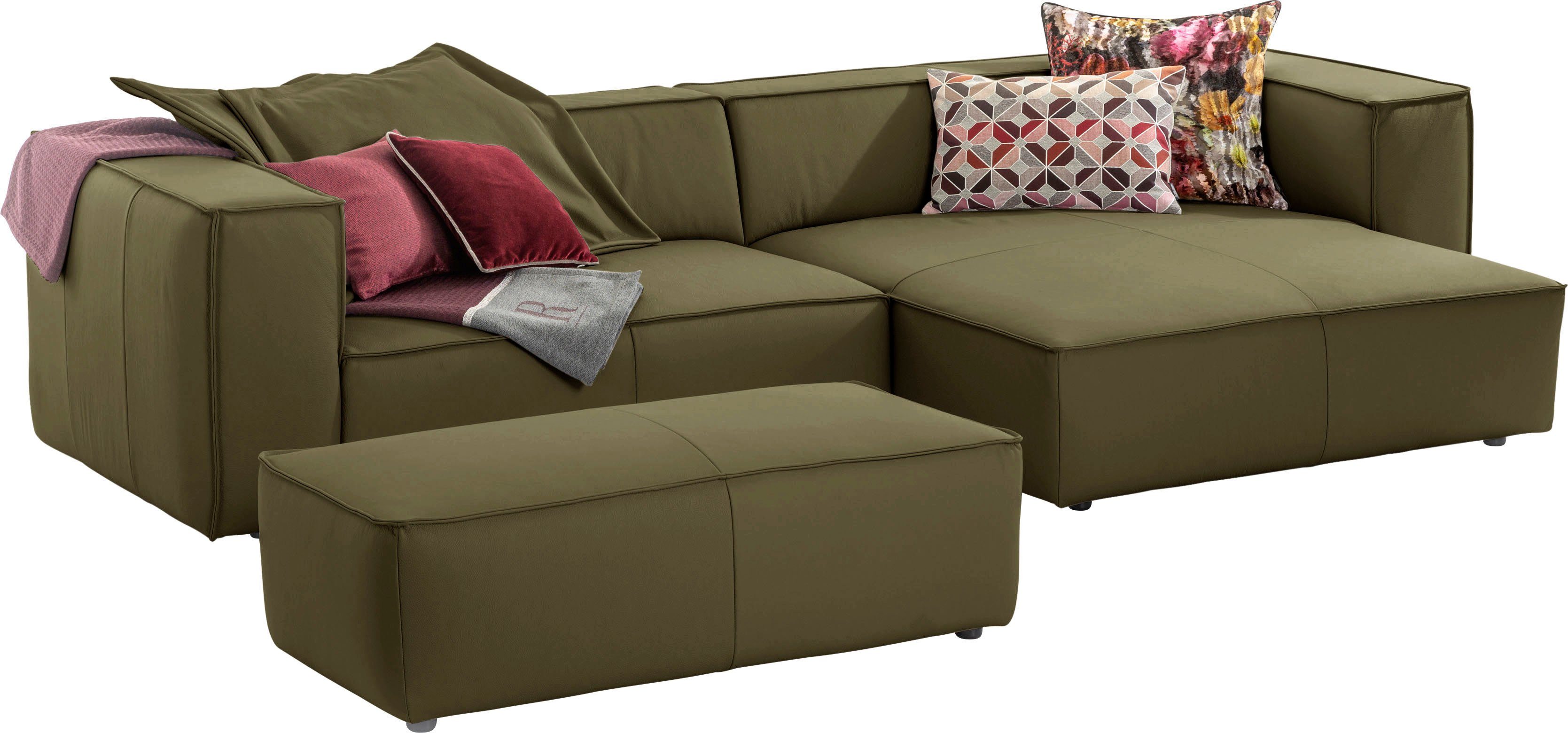 W.SCHILLIG Ecksofa around-the-block, modern und elegant, bequem, L-Form, mit eleganter Biese, mit Federkern