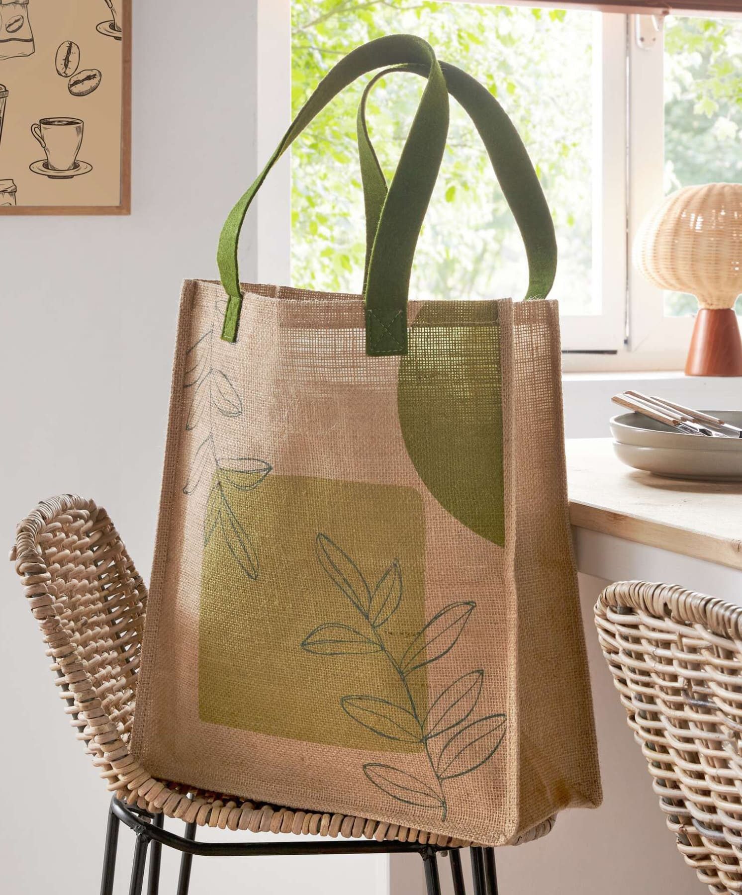 Dekoleidenschaft Tragetasche "Green Nature" Tasche aus Jute Jutetasche natu günstig online kaufen