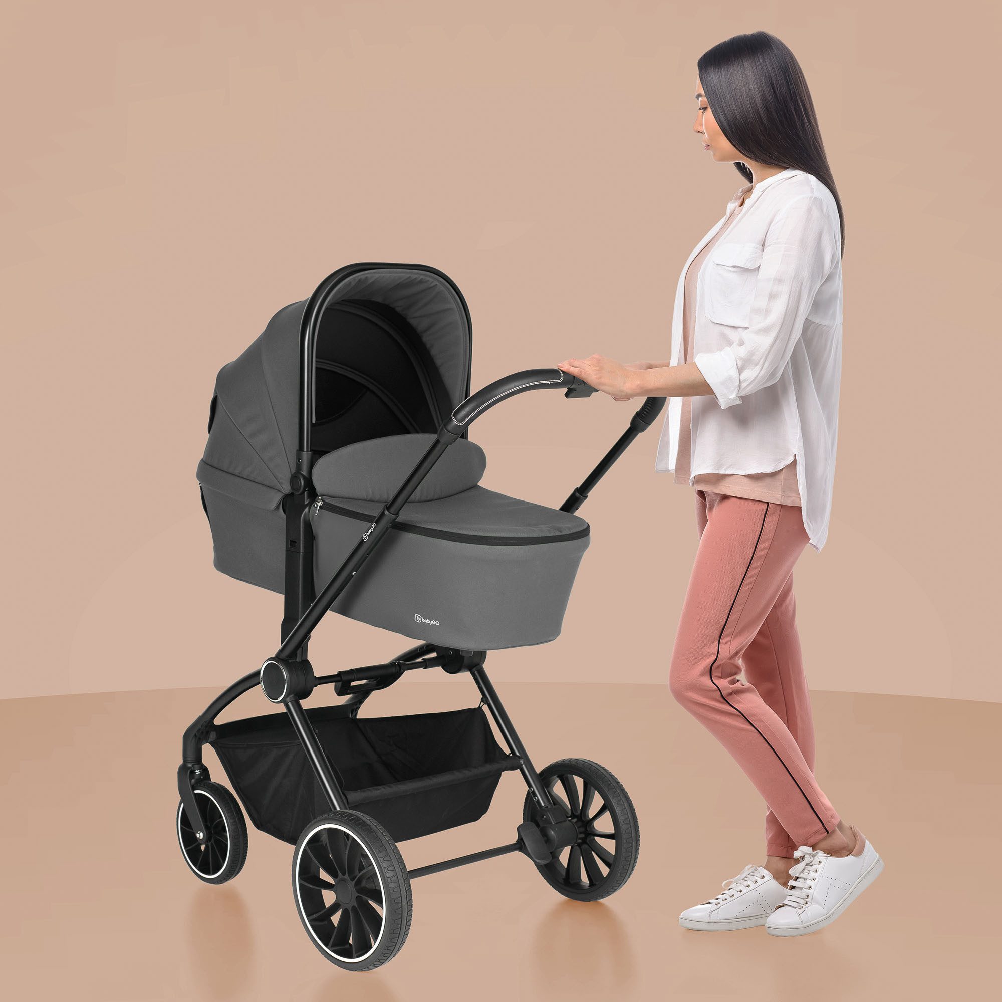 BabyGo Kombi-Kinderwagen Harmony 3in1, (Set), inkl. Babyschale mit Adaptern