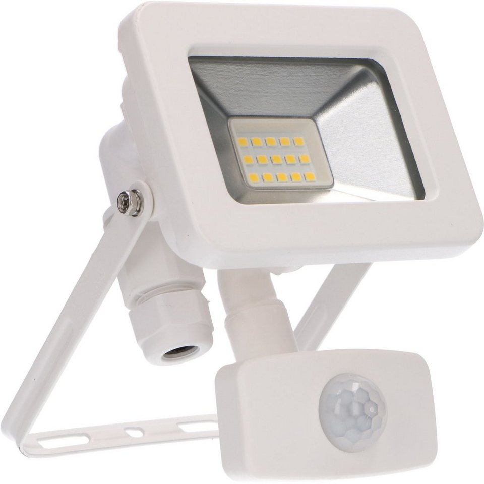 LED\'s light LED Flutlichtstrahler 0310711 LED-Außenstrahler, LED, mit  Bewegungsmelder weiß 10 Watt neutralweiß IP44 | Flutlichtstrahler