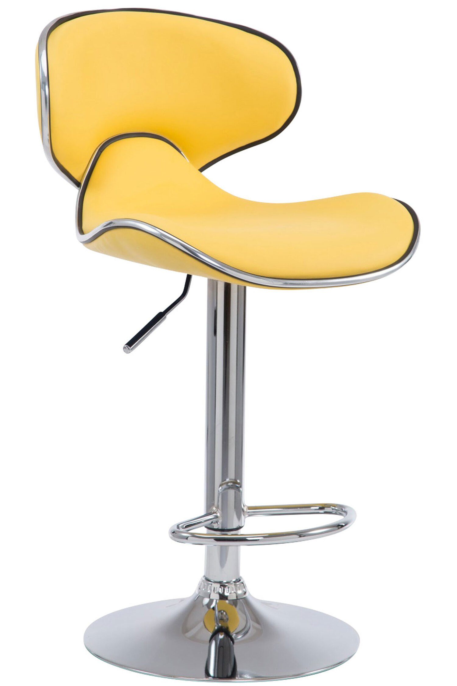 TPFLiving Barhocker Las-Palmas (mit hoher Rückenlehne - höhenverstellbar - Hocker für Theke & Küche), 360° drehbar - Gestell: Metall chrom - Sitzfläche: Kunstleder Gelb