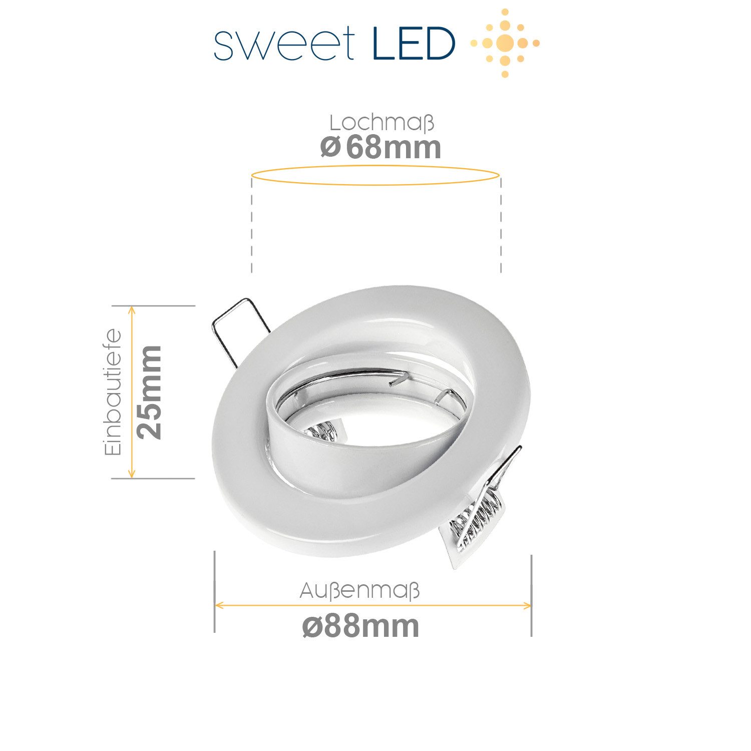 Sweet LED LED Einbaustrahler 10er Set GU10 schwenkbar Aluminium Einbaustrahler weiß matt 230V, schwenkbar, ohne Leuchtmittel, Einbauspots, Deckenlampe, Einbaurahmen