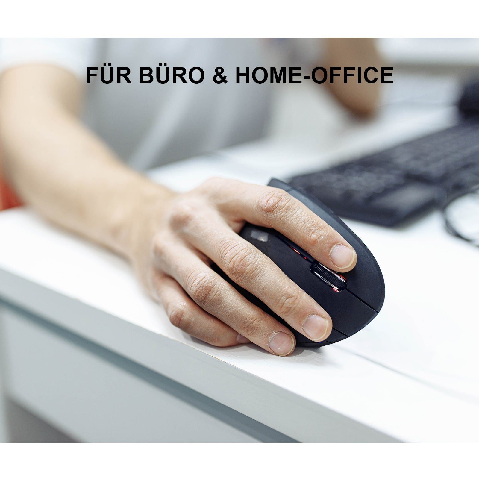 EAXUS Ergonon Vertikale Maus mit 6 Tasten - Kabellose ergonomische Maus (Funk, 1600 dpi, 10m Reichweite, Vorbeugung gegen Mausarm/Tennisarm) – Bild 4 von 5