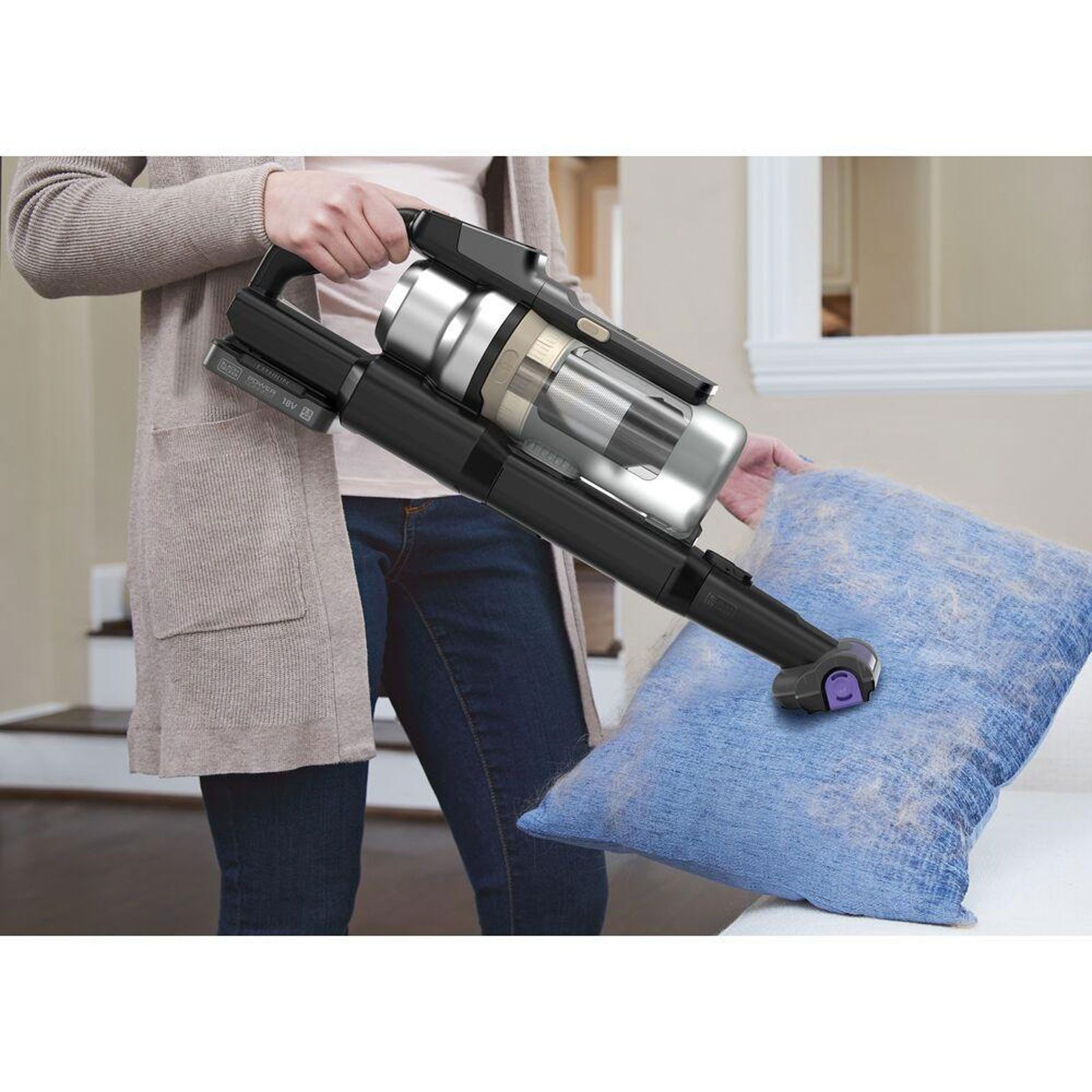 Black + Decker Akku-Hand-und Stielstaubsauger Black + Decker Akku Staubsauger, Kabelloser Akku Staubsauger mit leichtem Design