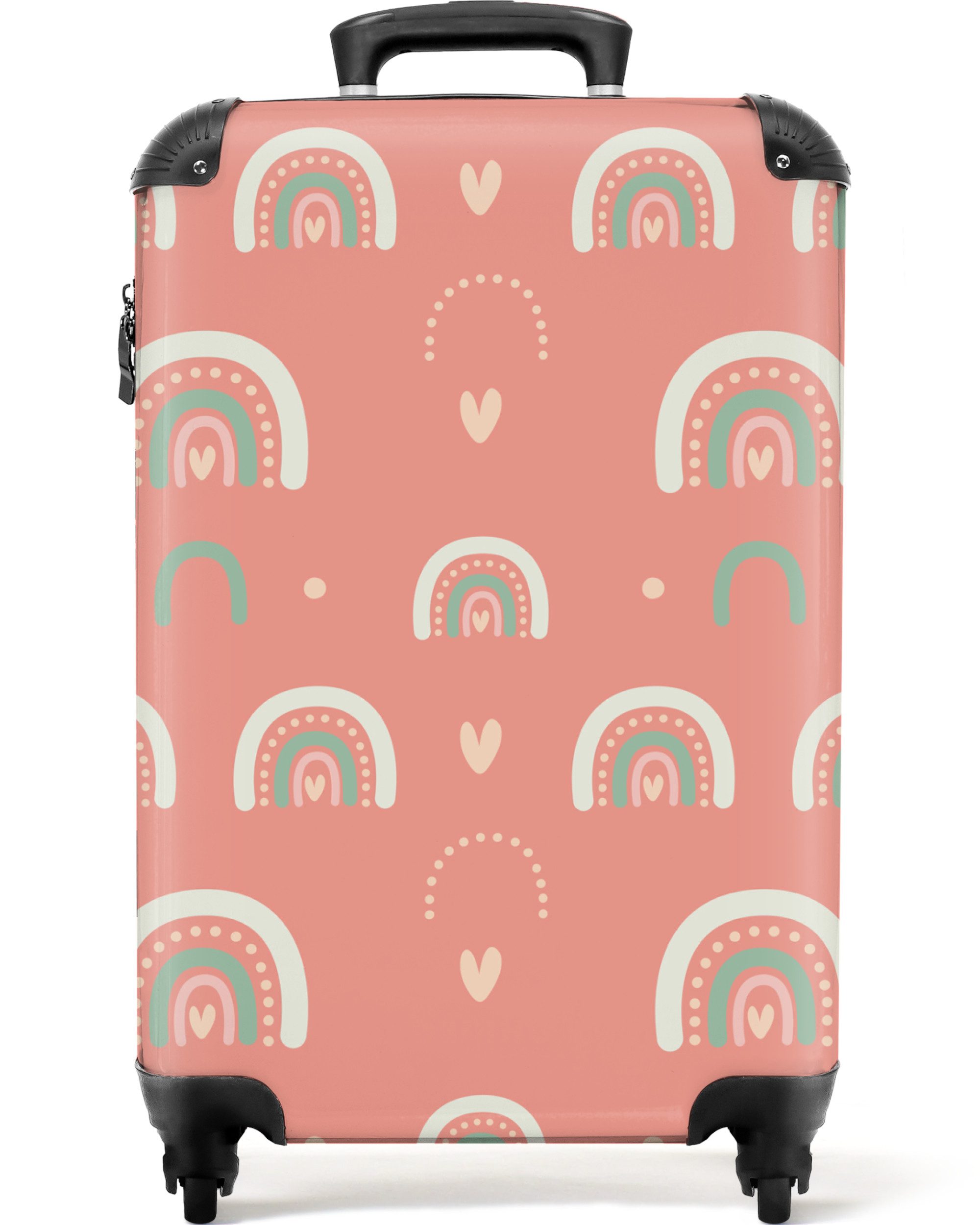 NoBoringSuitcases.com© Kinderkoffer Raum - Regenbogen - Sterne - Zeichnung - Mädchen 55x35x20cm, 4 Rollen, Handgepäck-Koffer, Kinderkoffer, Mädchen