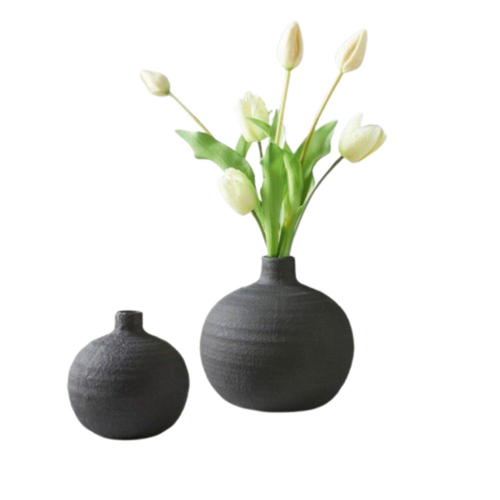 Dekovase Schwarz Vase Zememt Deko Tischdeko Blumenvase Bodenvase Vasen