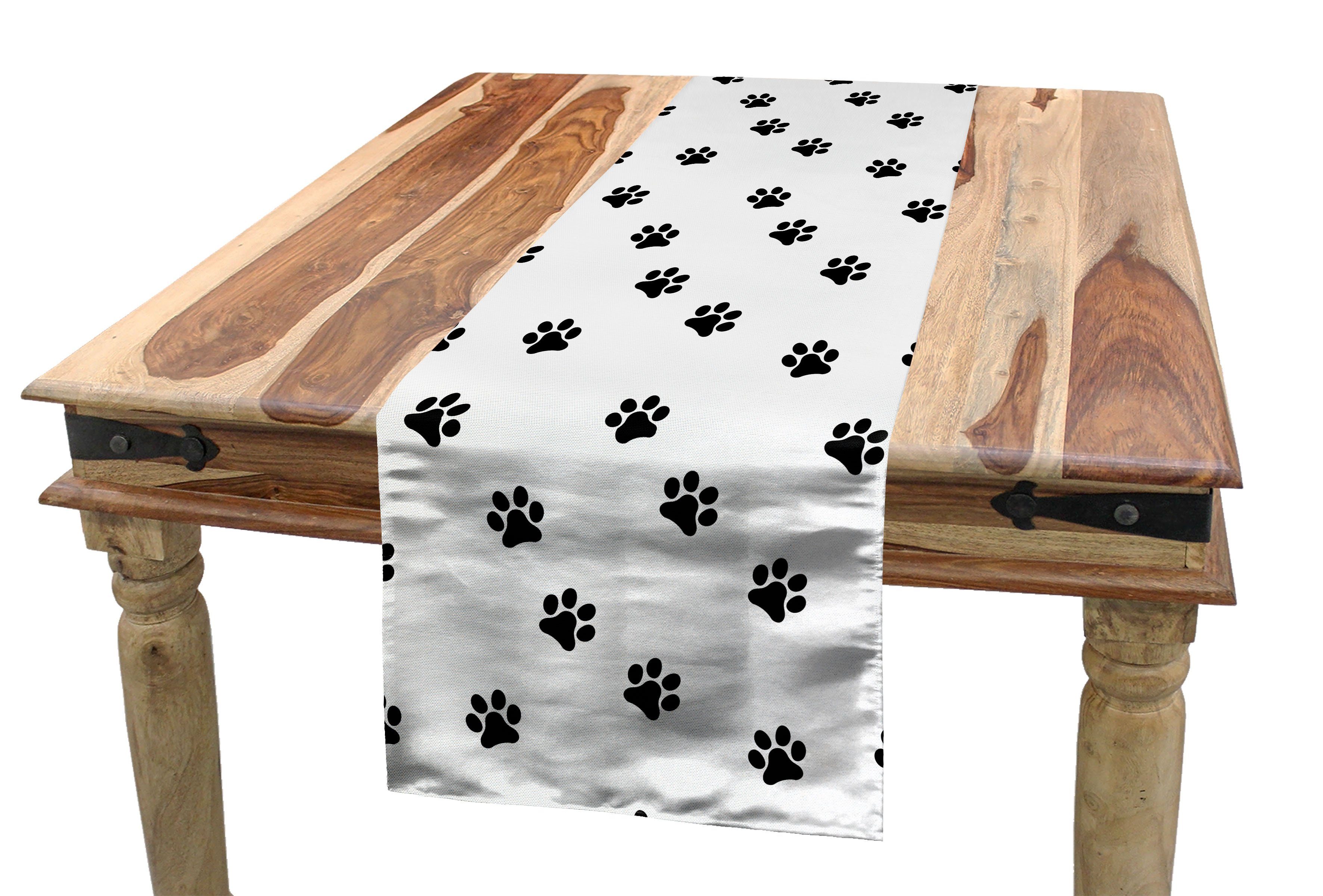 Tischläufer Abdrücke Esszimmer Hundepfoten Monotone Tischläufer, Rechteckiger Entwurf Küche Abakuhaus Dekorativer