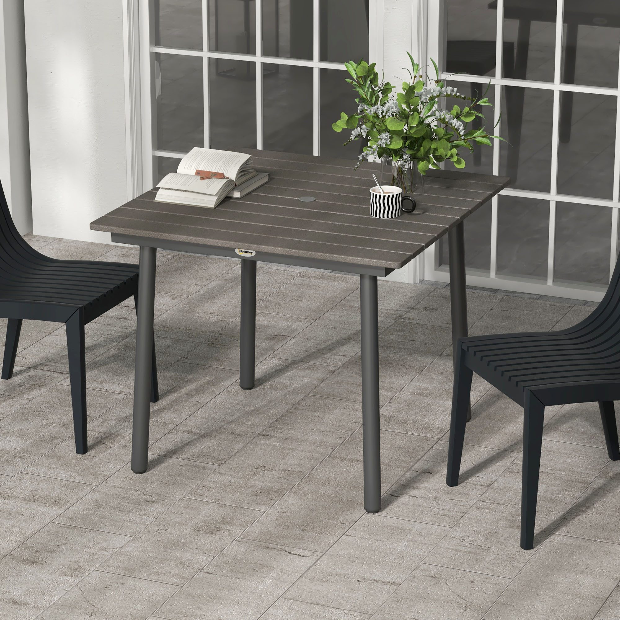 Outsunny Gartentisch für 4 Personen, mit Schirmloch (Esstisch, 1-St., Terra günstig online kaufen